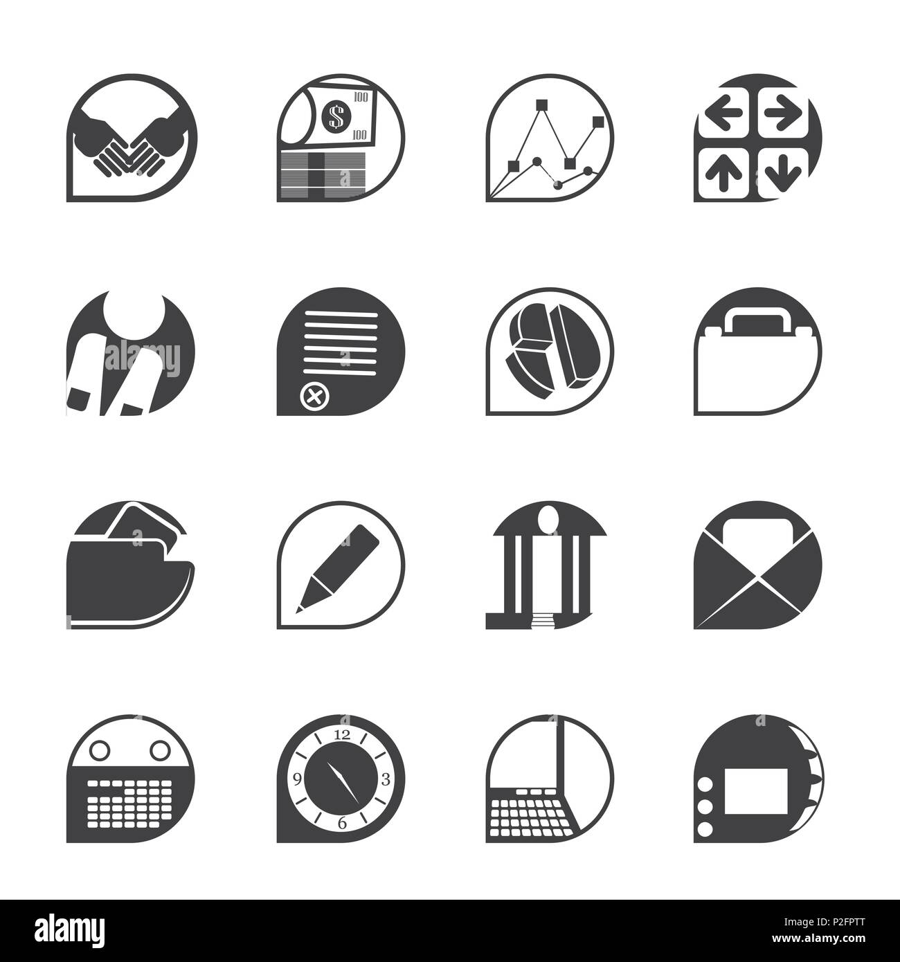 Silhouette Business and office icons - vector icon set Stock Vector ...