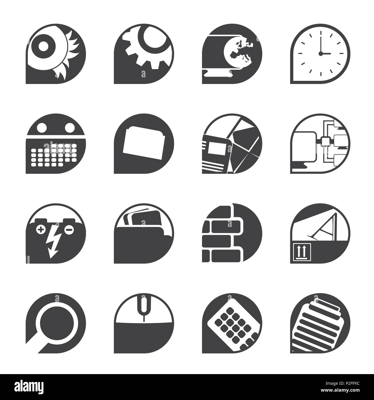 Silhouette Computer, mobile phone and Internet icons - Vector Icon Set ...