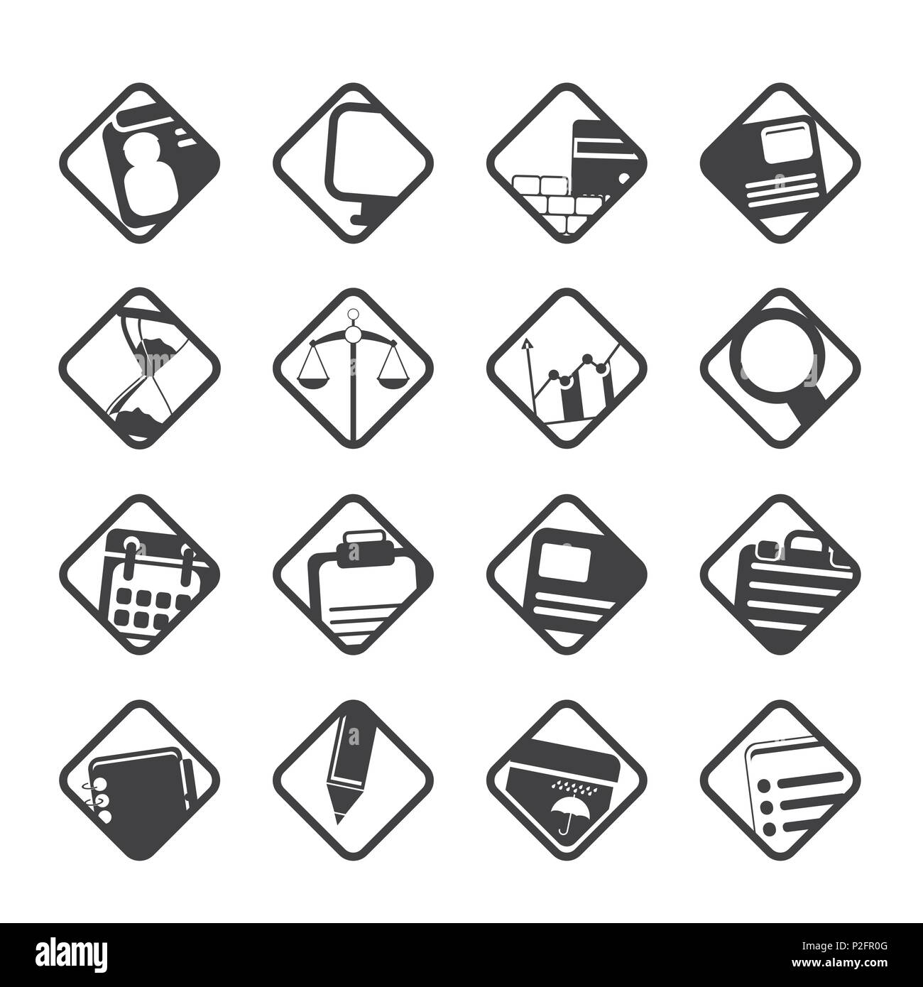 Silhouette Business and office icons - vector icon set Stock Vector ...