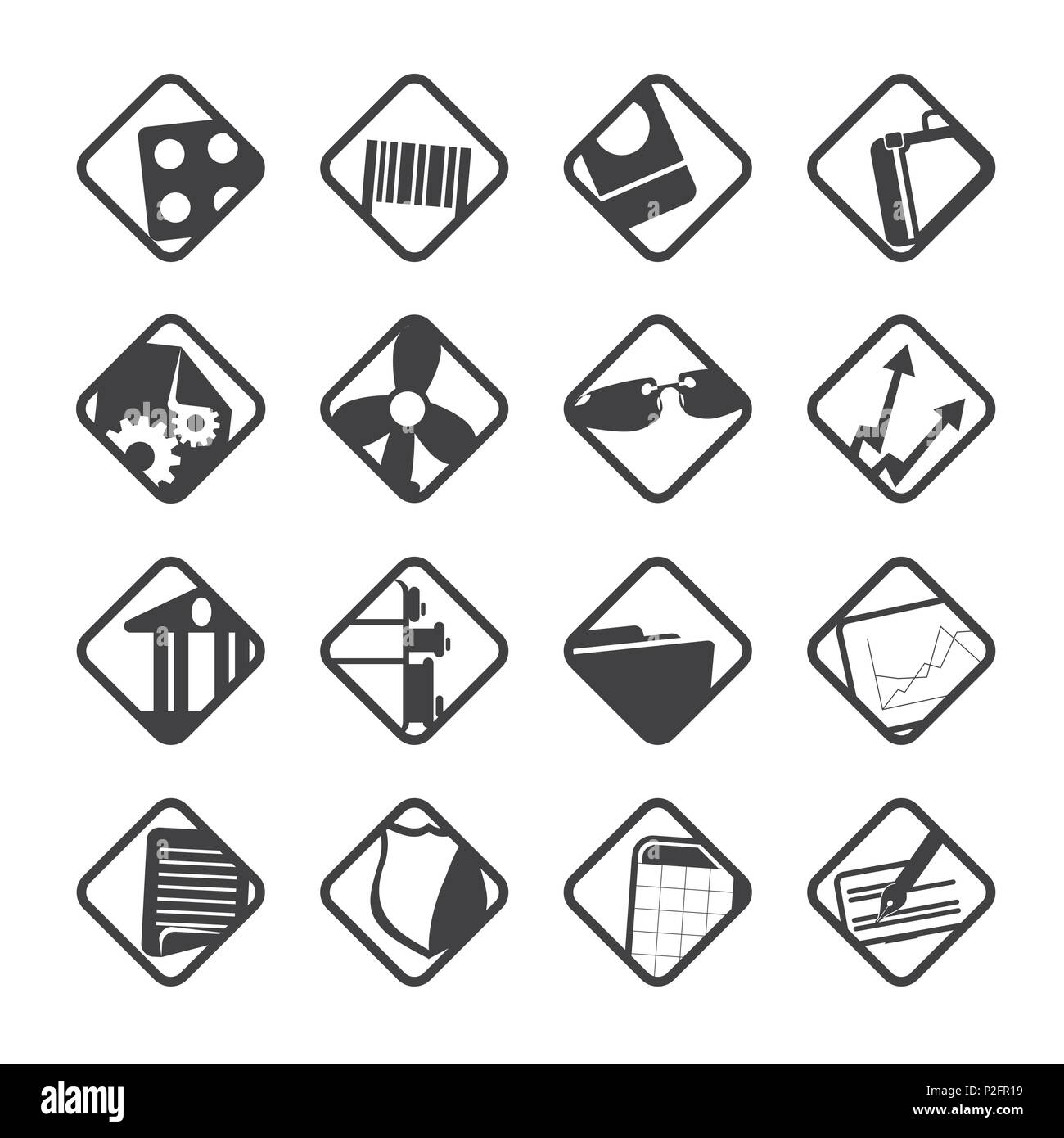Silhouette Business and Office Icons - Vector Icon Set Stock Vector ...