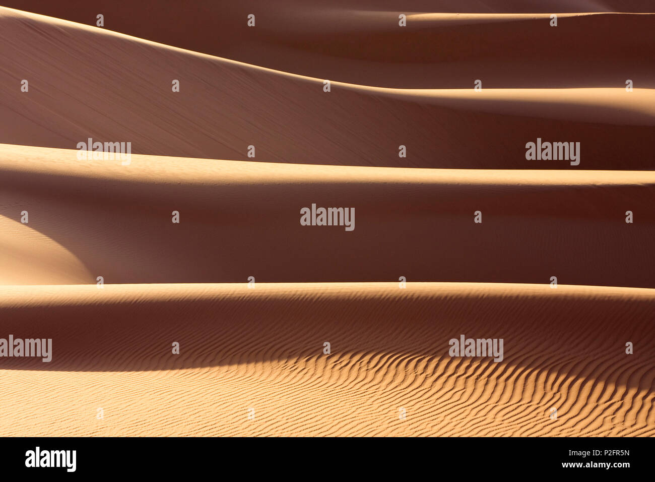 patterns, structures in the Sanddunes of the libyan desert, Sahara, Libya, North Africa Stock Photo