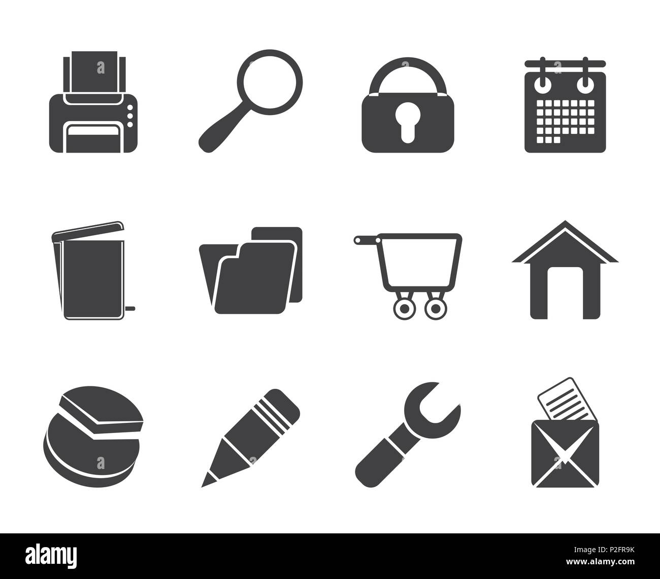 Silhouette website, internet and computer icons - vector icon set Stock ...