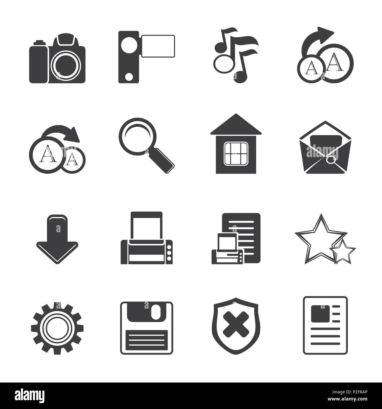 Silhouette Simple Internet and Website Icons - Vector Icon Set Stock ...