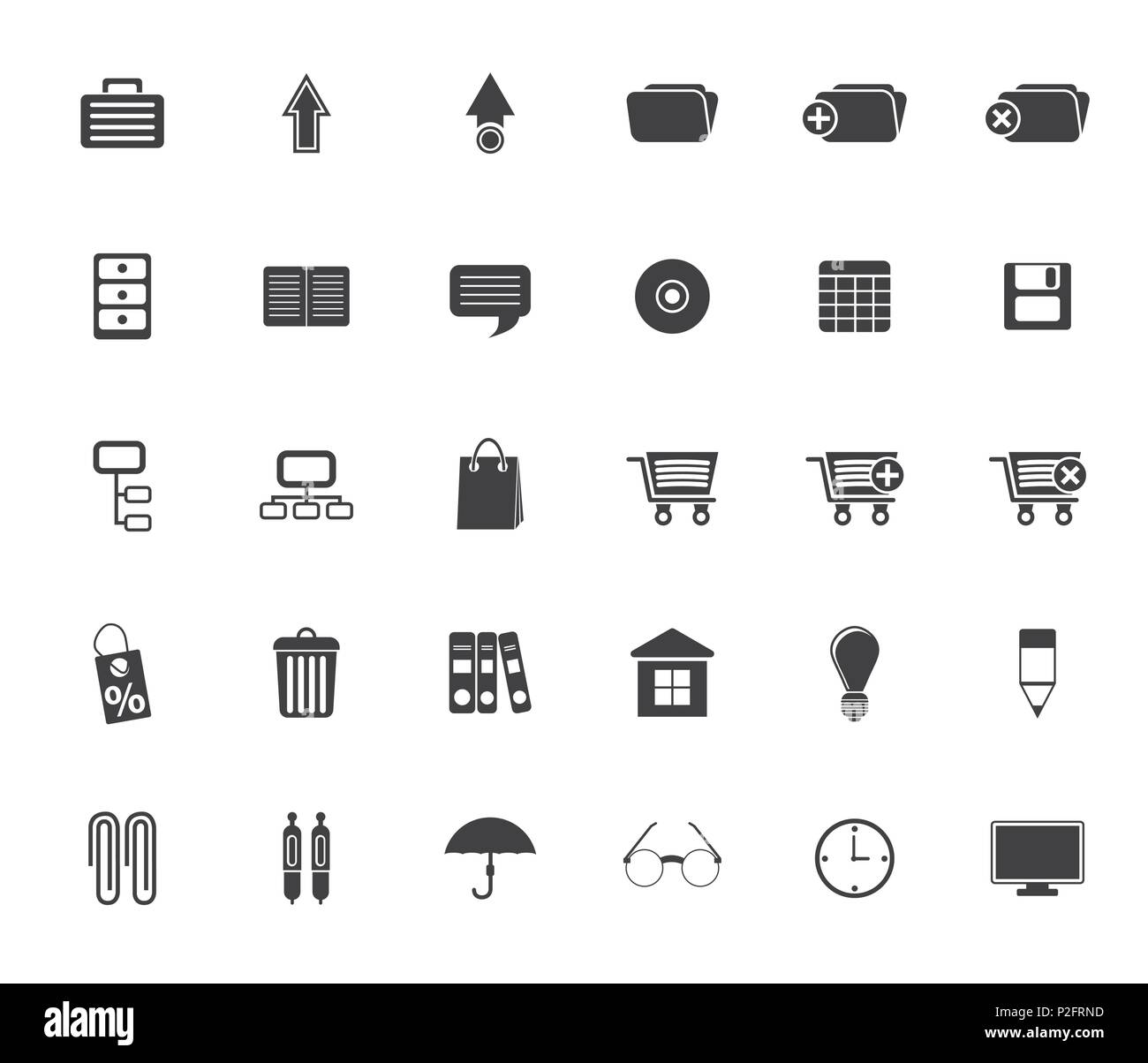 Silhouette Business and office icons - vector icon set Stock Vector ...