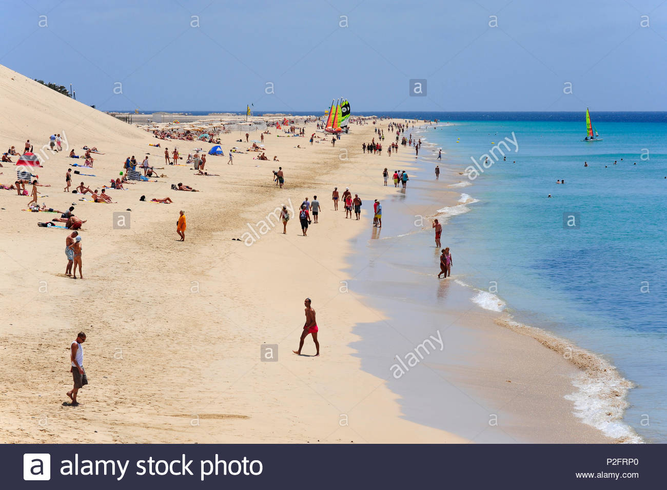 Tourists On The Beach Morro Jable Playa Del Matorral Jandia