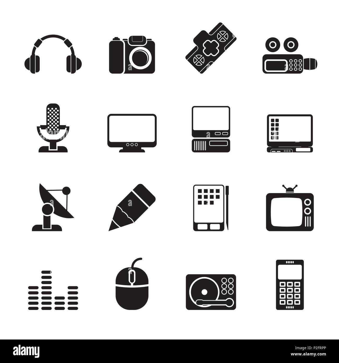 Silhouette Media equipment icons - vector icon set Stock Vector Image ...