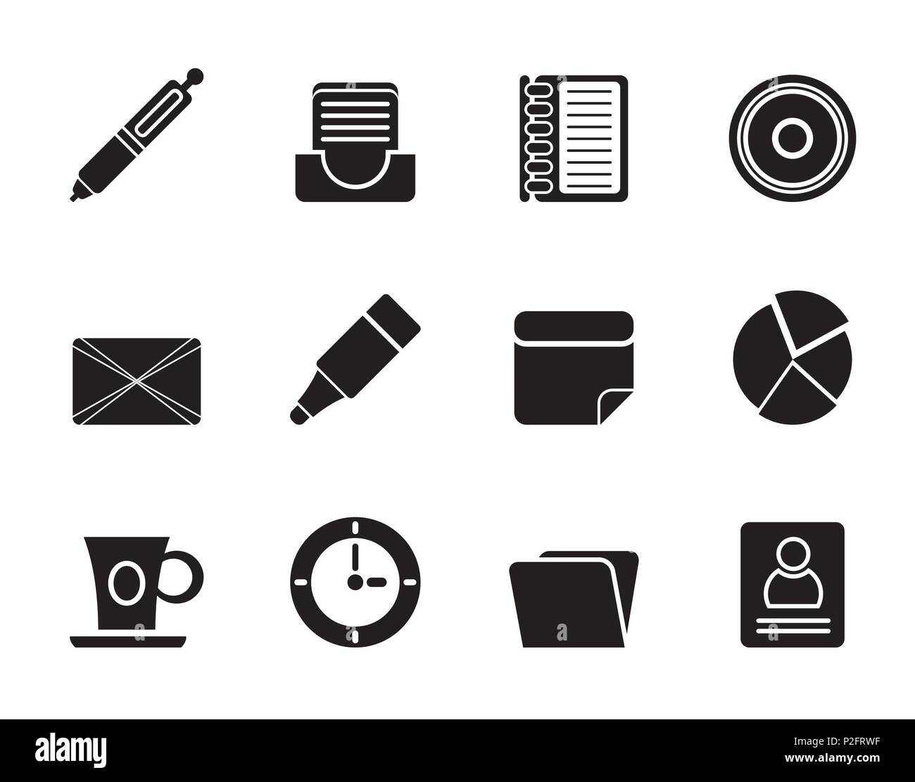 Silhouette Office & Business Icons - Vector icon Set Stock Vector Image ...