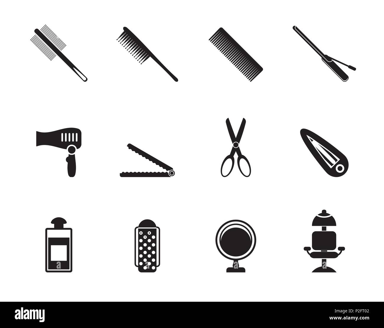 Silhouette Hairdressing Coiffure And Make Up Icons Vector Icon