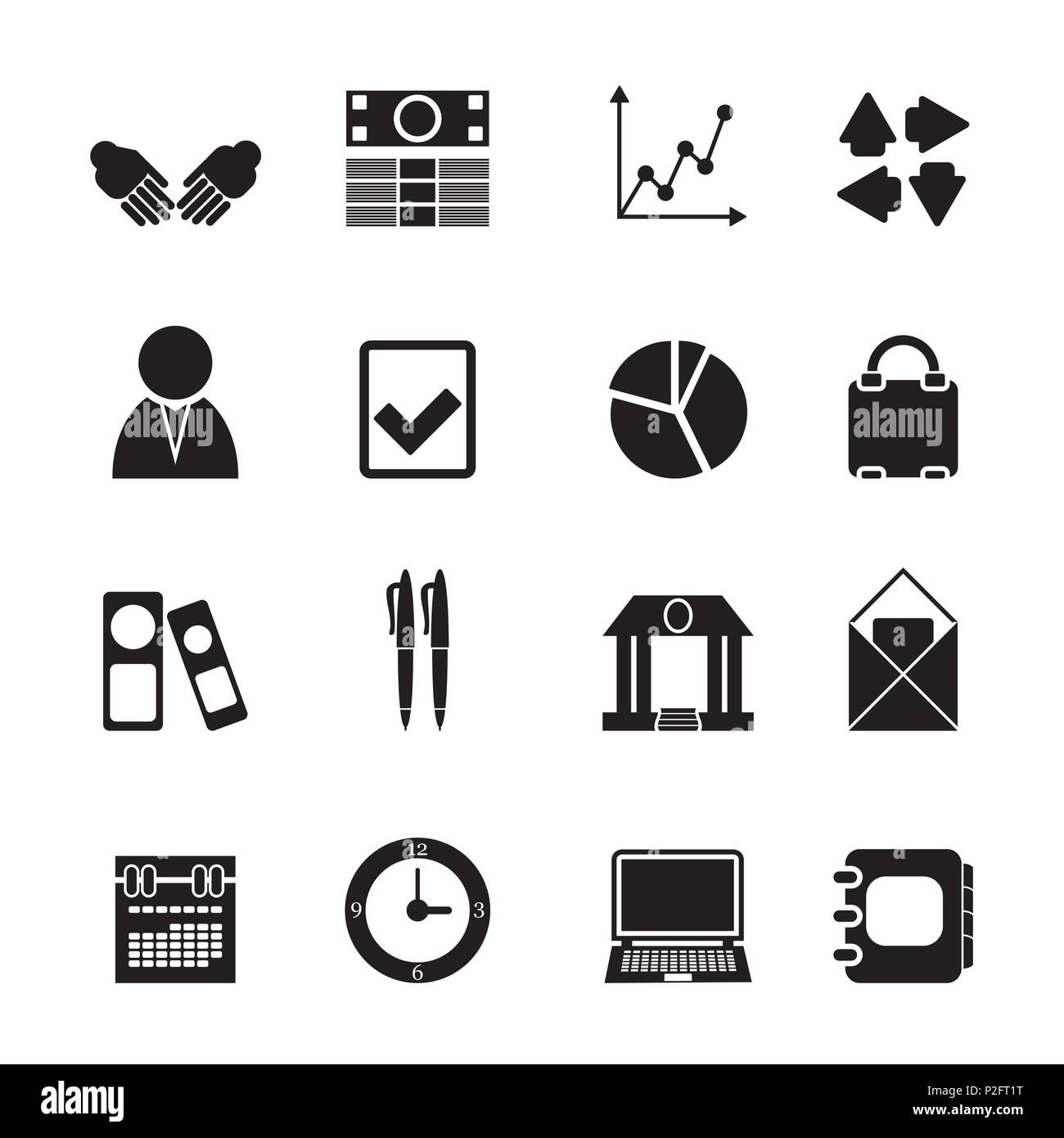 Silhouette Business and Office icons - vector icon set Stock Vector ...