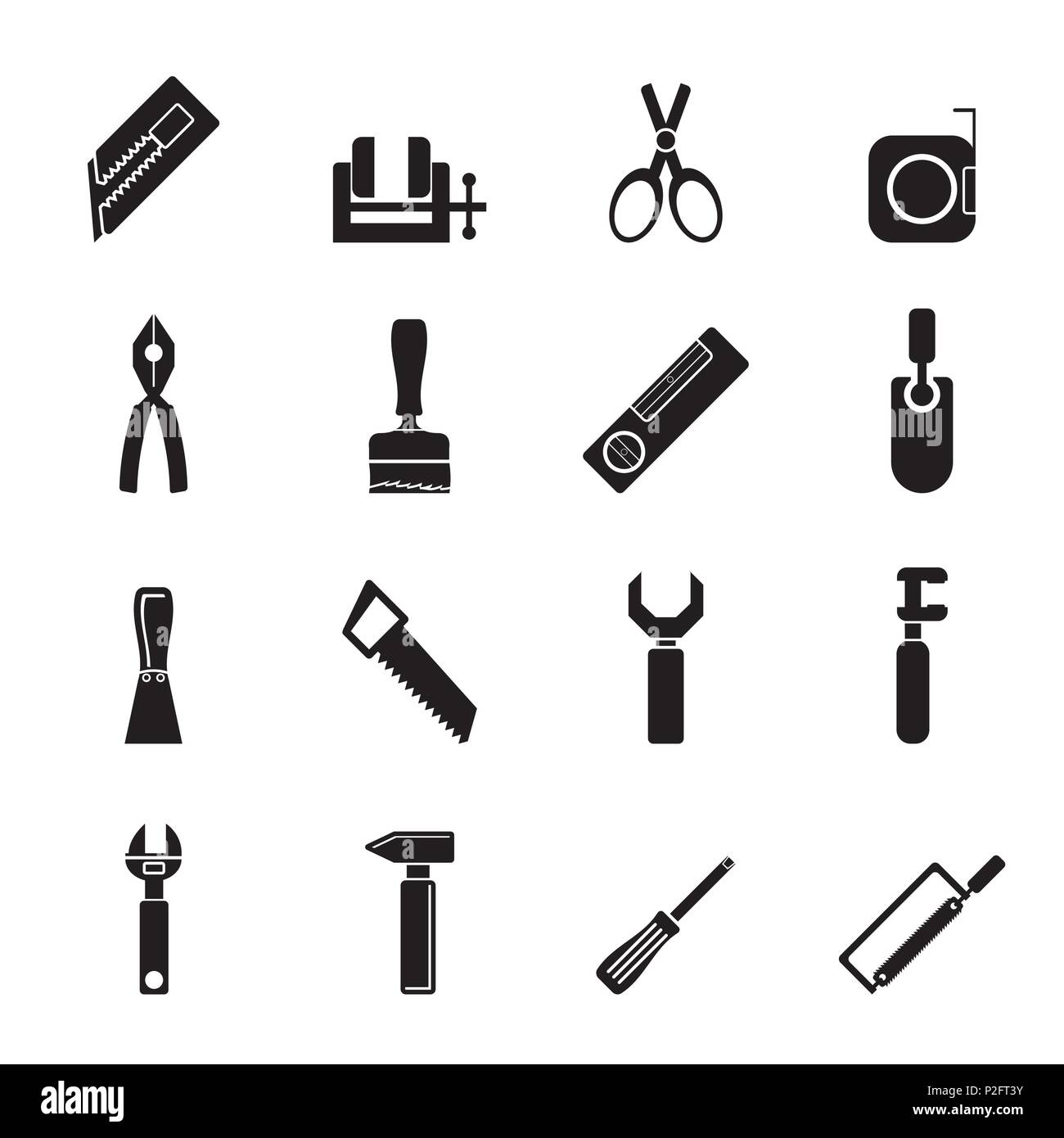 Silhouette Building and Construction Tools icons - Vector Icon Set ...