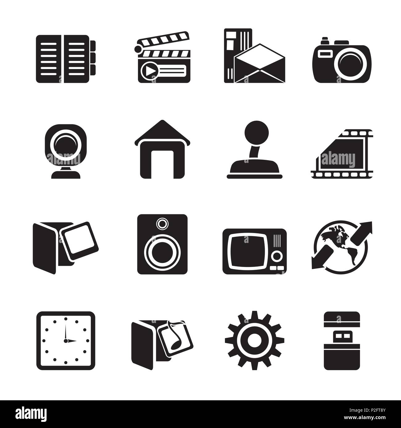 Silhouette Internet, Computer and mobile phone icons - Vector icon set ...