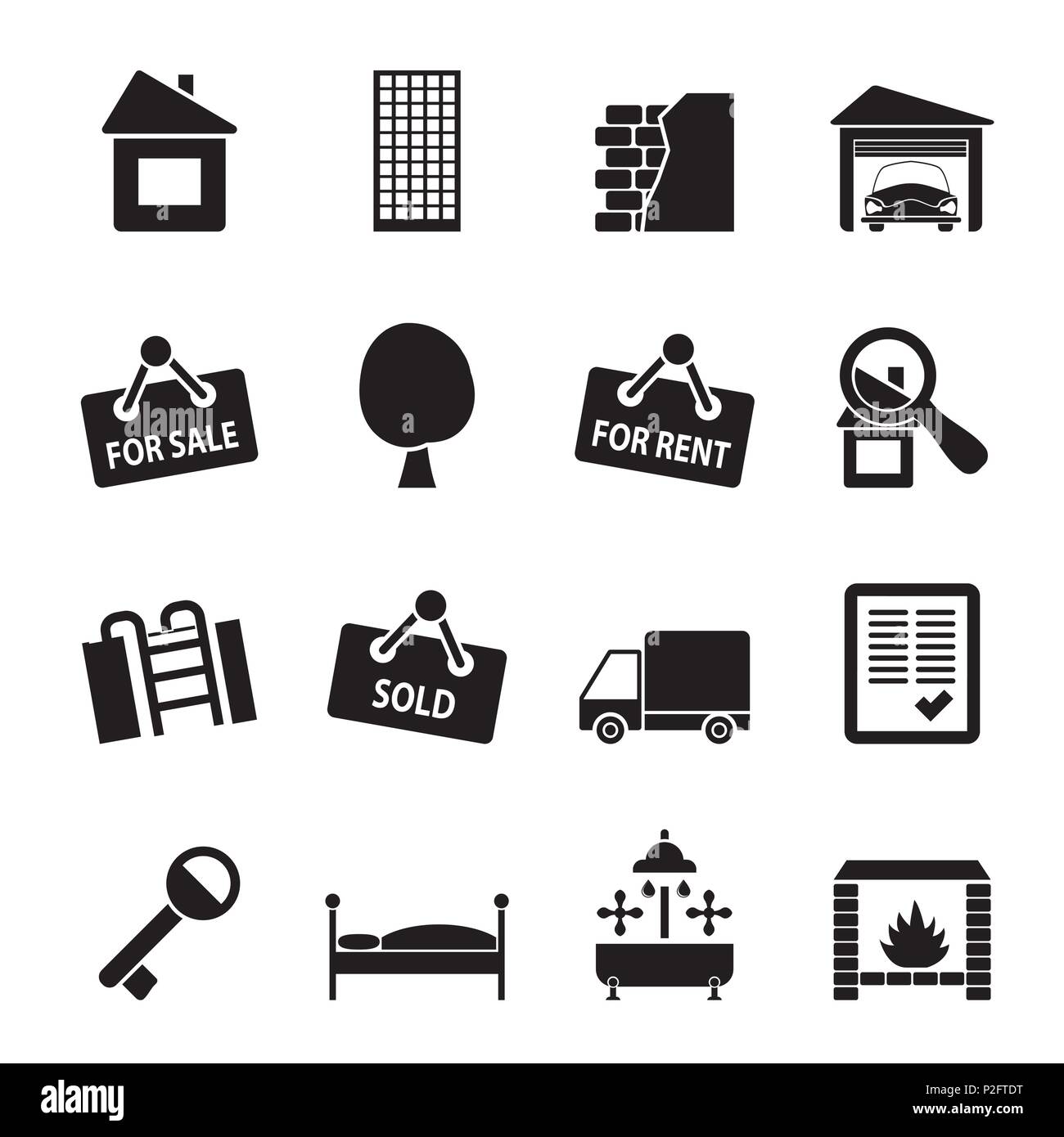 Silhouette Real Estate icons - Vector Icon Set Stock Vector Image & Art ...
