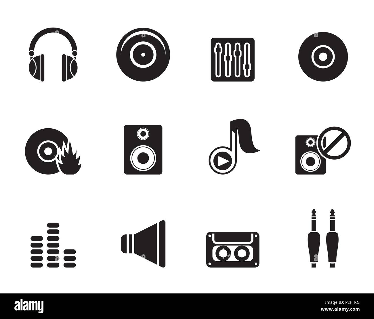 Silhouette Music and sound icons Vector Icon Set Stock Vector Image
