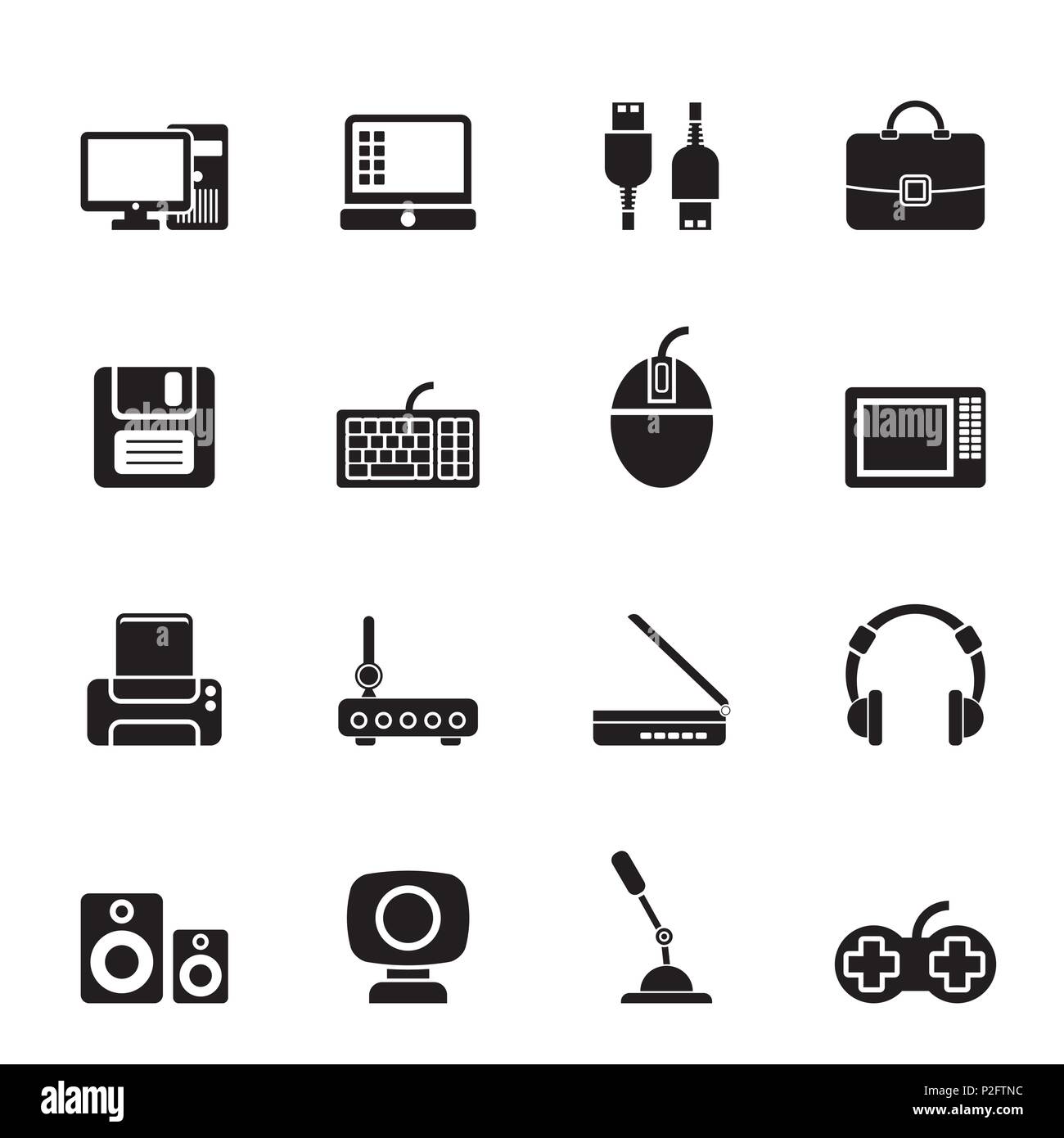 Silhouette Computer equipment and periphery icons vector icon set Stock Vector Image & Art Alamy