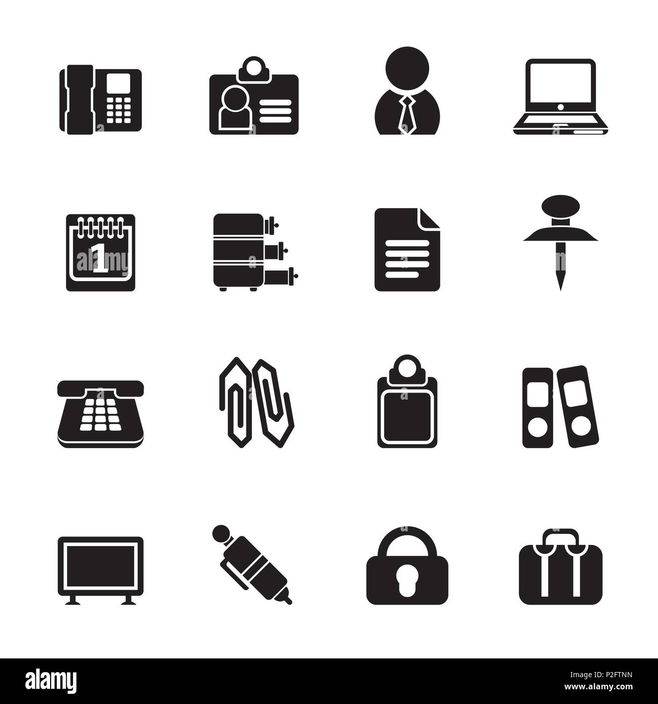 Silhouette Business and Office icons - vector icon set Stock Vector ...
