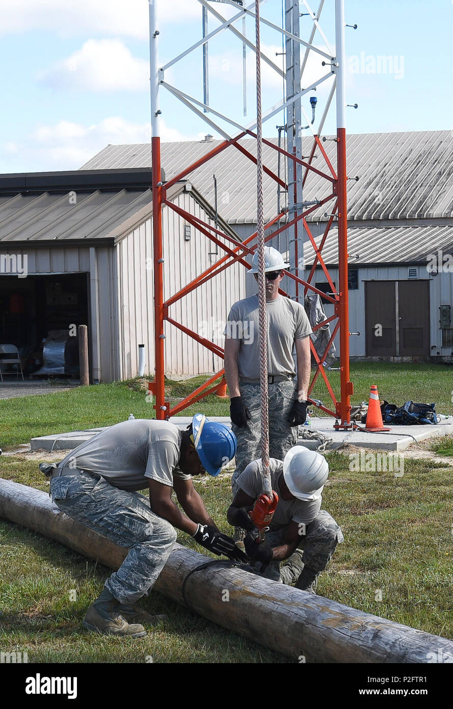 U.S. Air Force cable and antenna specialists with the 202d Engineering