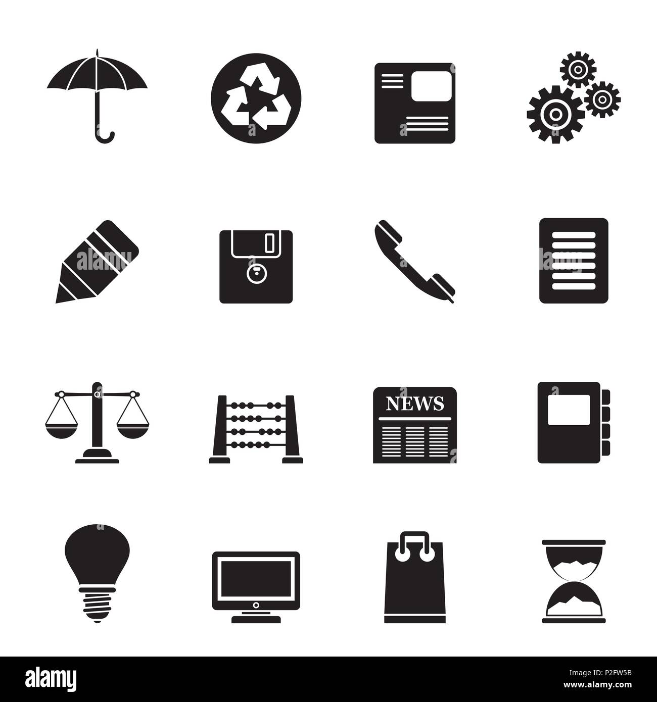 Silhouette Business and Office internet Icons - Vector icon Set Stock ...