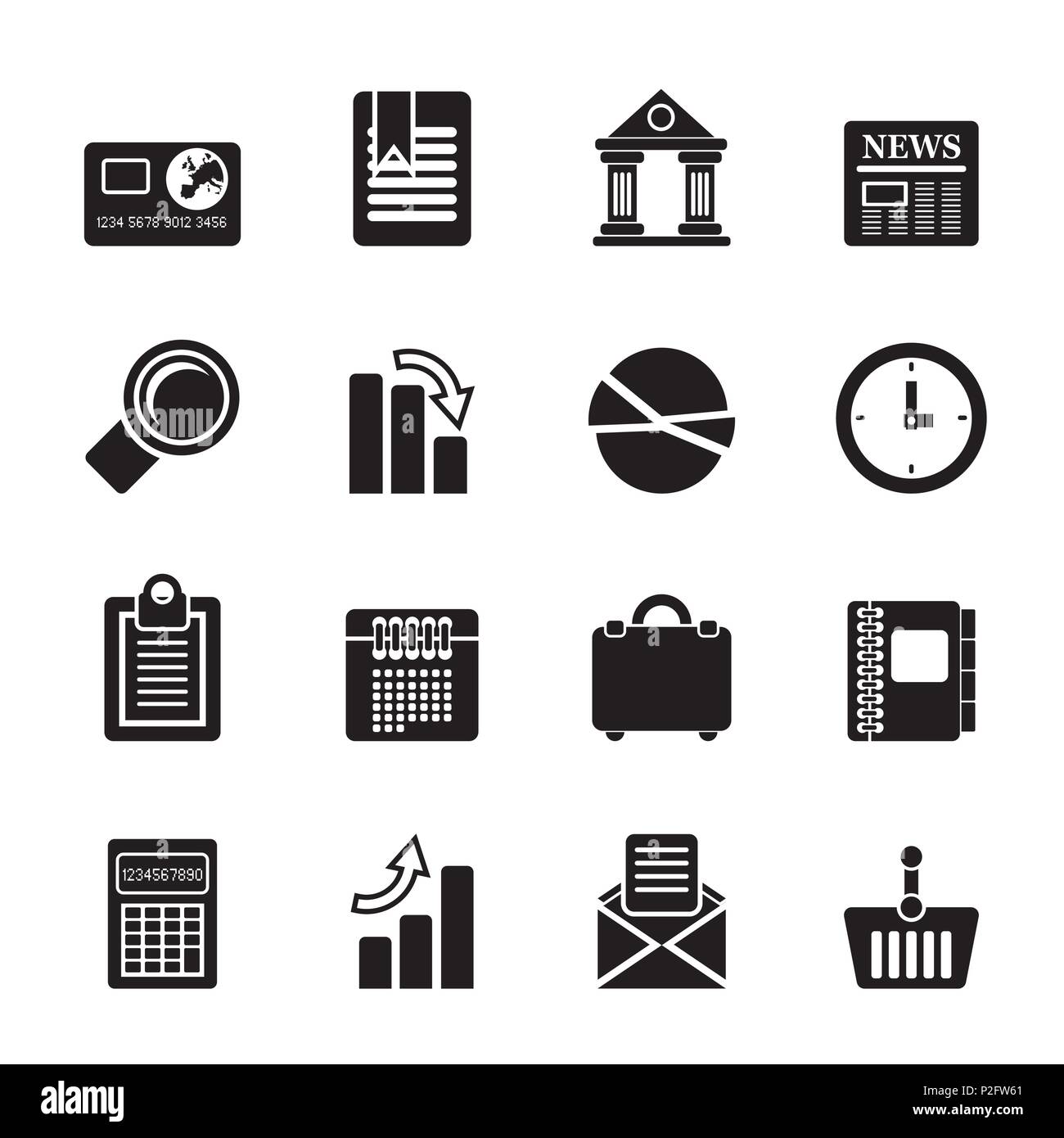 Silhouette Business and Office Realistic Internet Icons - Vector Icon ...