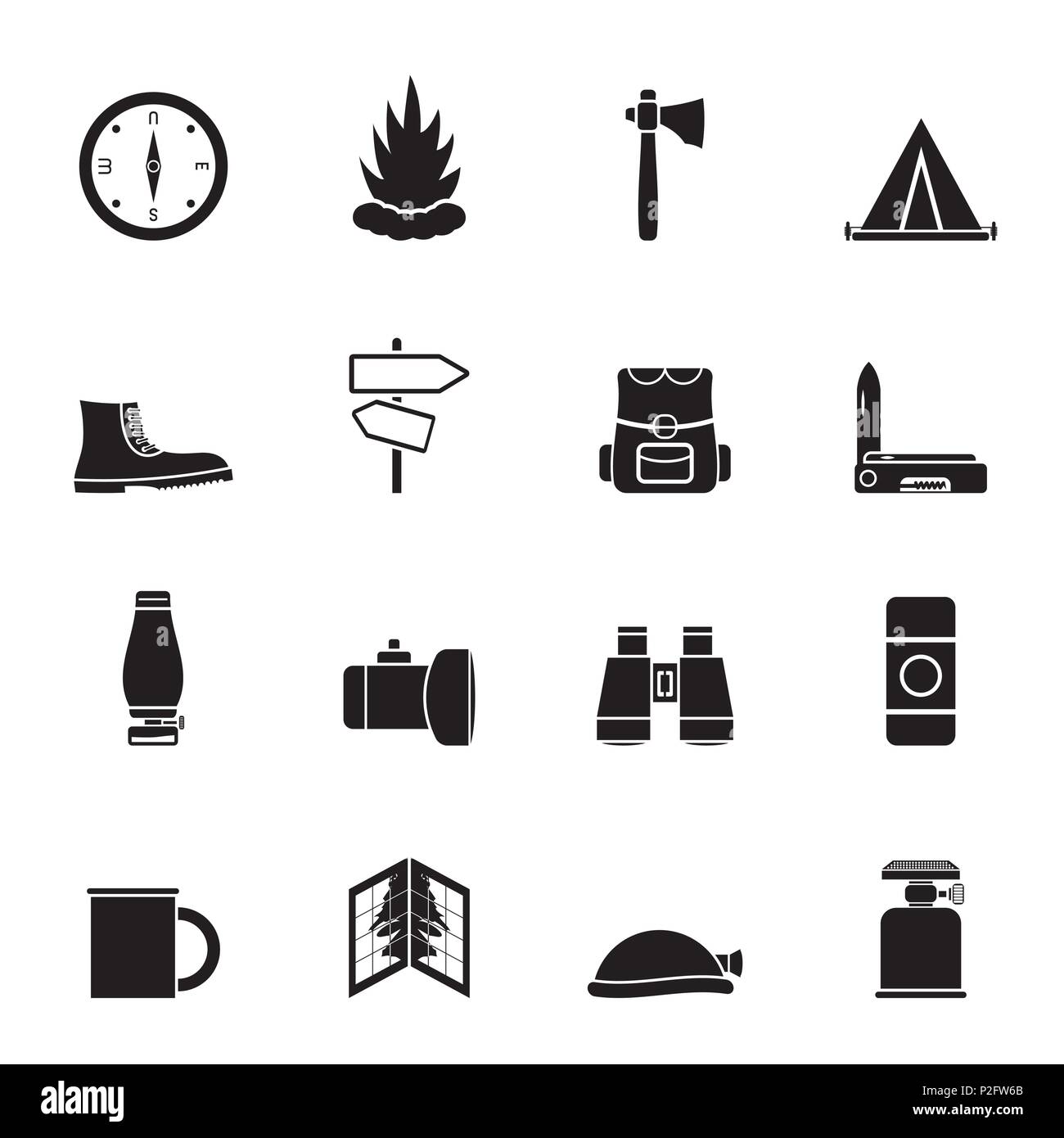 Silhouette Tourism and Holiday icons - Vector Icon Set Stock Vector ...