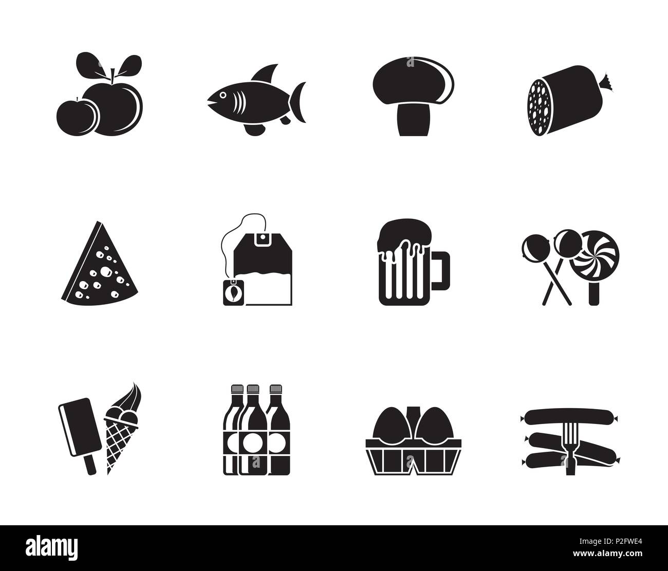 Silhouette food, drink and shop icons - vector icon set Stock Vector ...