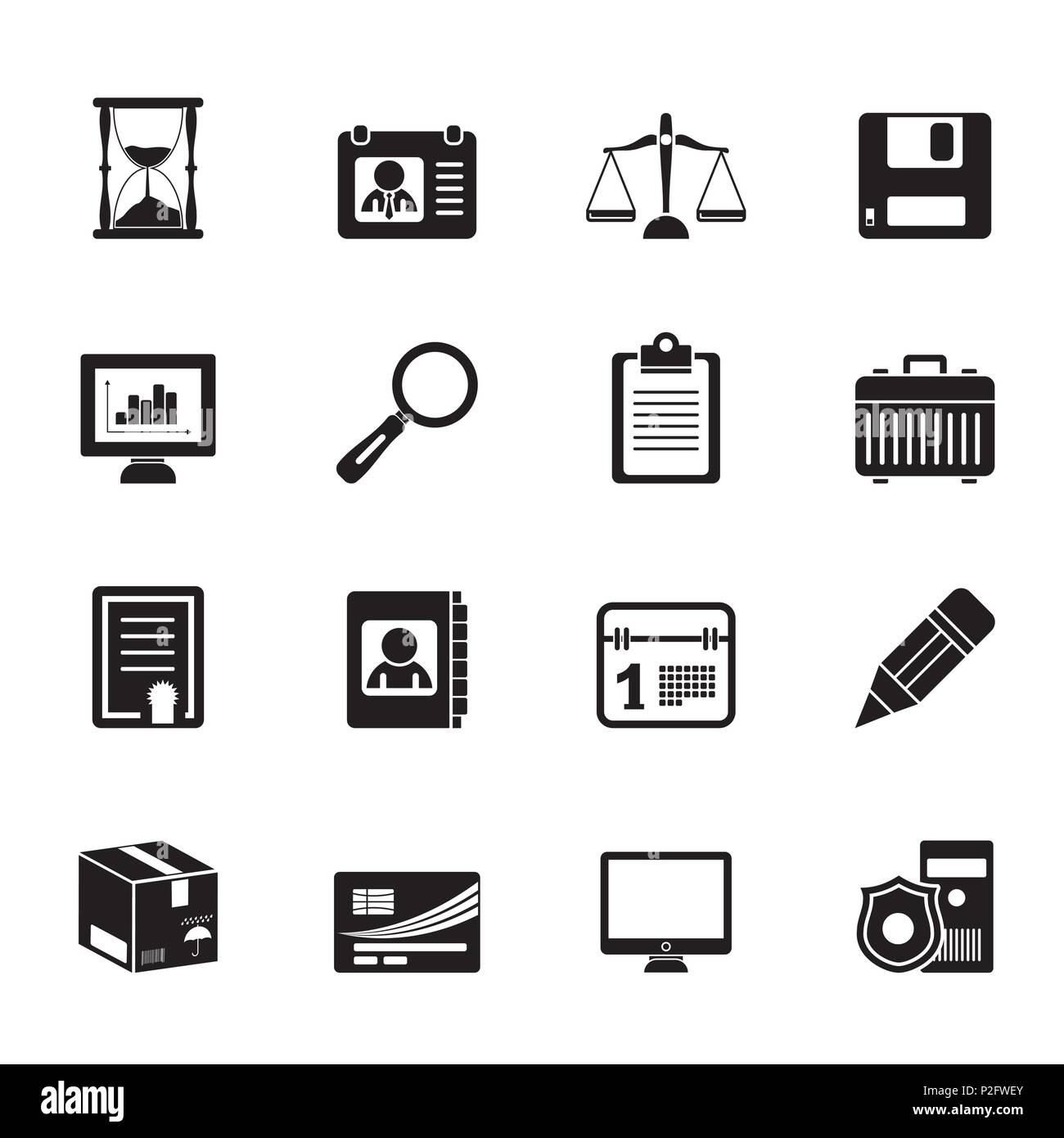 Silhouette Business and office Icons - vector icon set Stock Vector ...