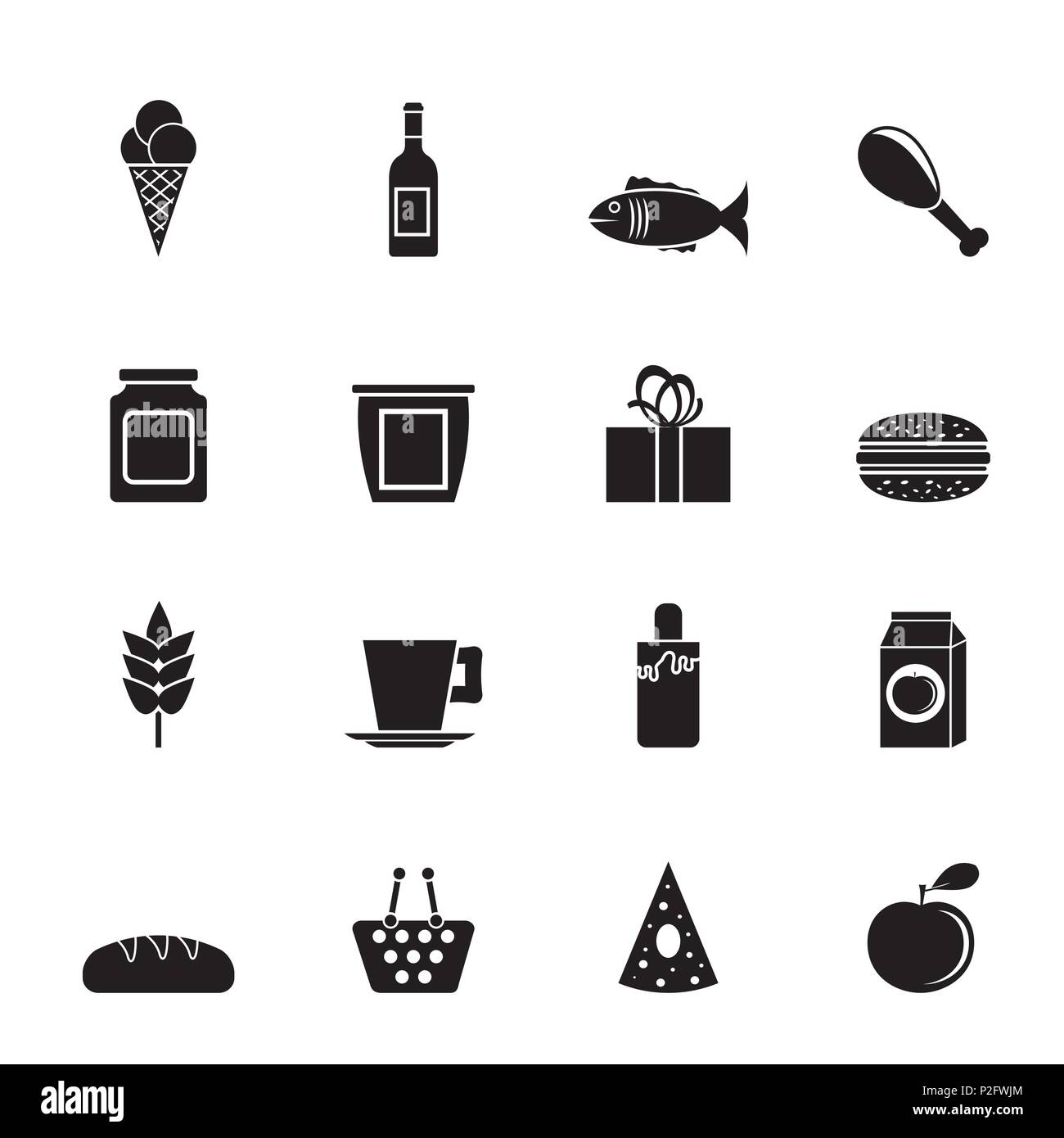 Silhouette shop, food and drink icons - vector icon set Stock Vector ...