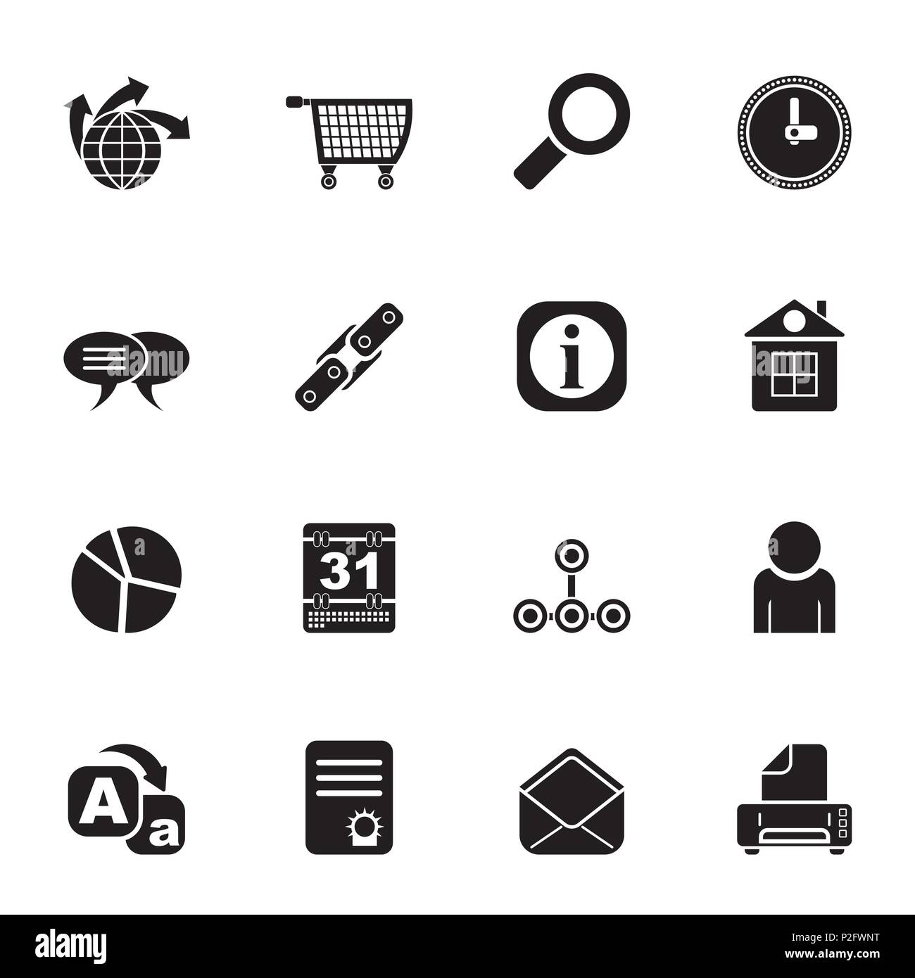 Silhouette Web Site, Internet and computer Icons - vector icon set ...