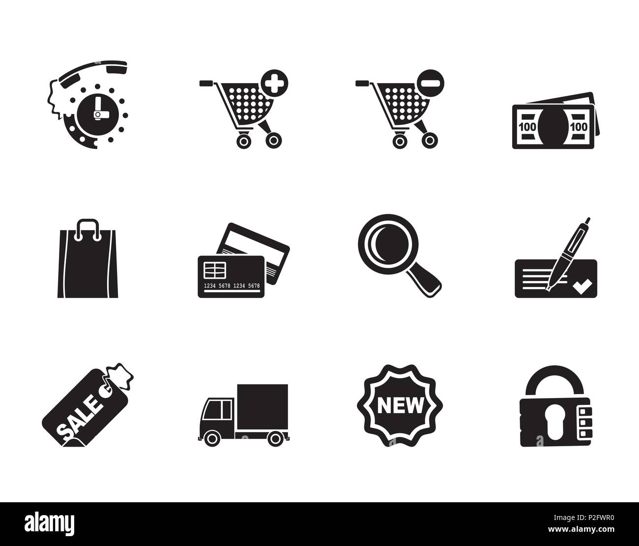 Silhouette Internet icons for online shop - vector icon set Stock ...