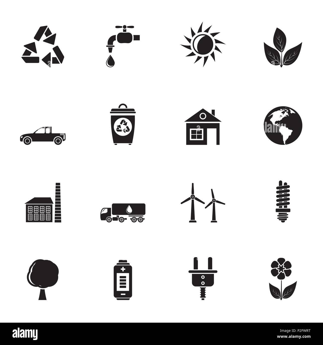Silhouette ecology and environment icons - vector icon set Stock Vector ...