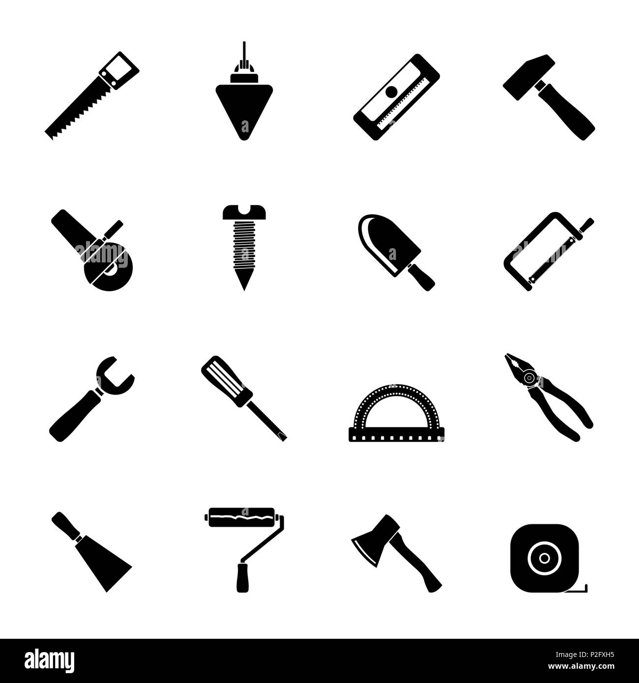 Silhouette Construction and Building Tools icons - Vector Icon Set ...