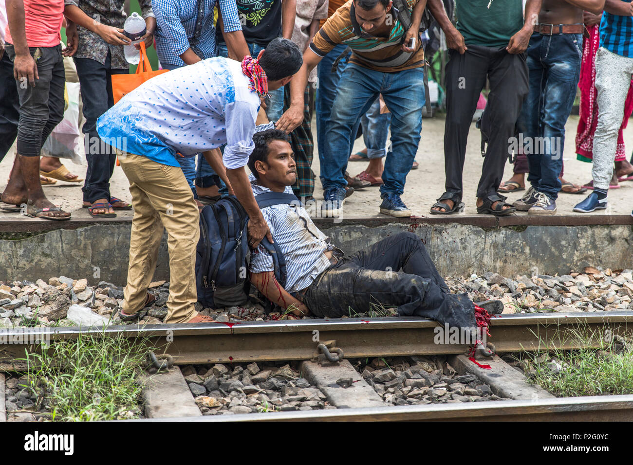 railway accident in Bangladesh Stock Photo