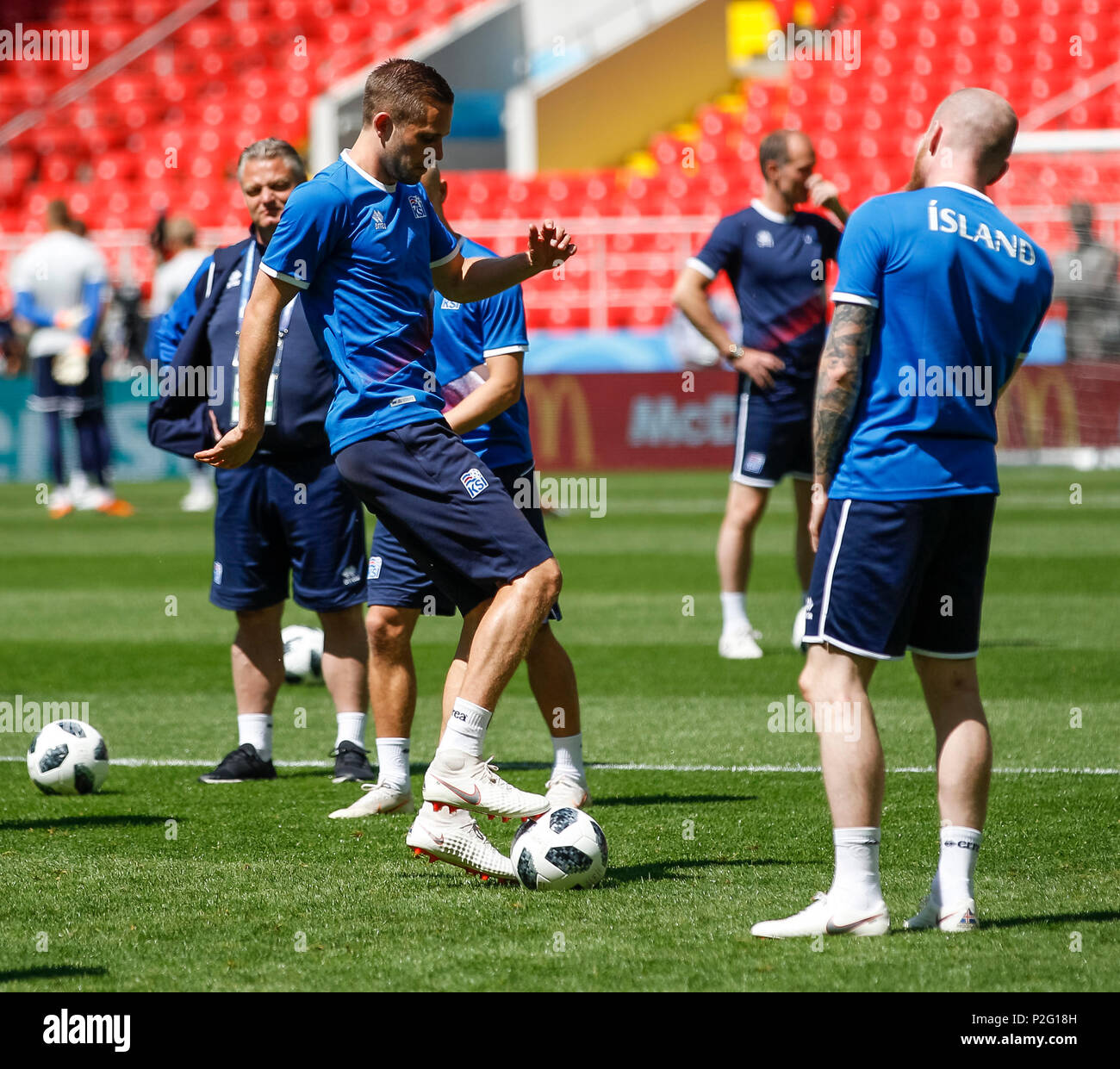 Moscow Russia 15th June 2018 Gylfi Sigurdsson Of Iceland During An Iceland Training Session Prior To Their 2018 Fifa World Cup Group D Match Against Argentina At Spartak Stadium On June 15th