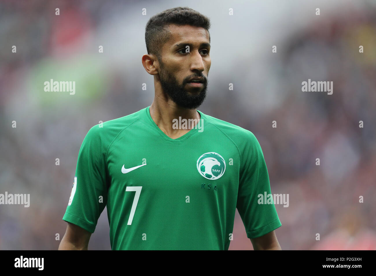 Salman Al-Faraj SAUDI ARABIA RUSSIA V SAUDI ARABIA, 2018 FIFA WORLD CUP RUSSIA 14 June 2018 GBC8041 Russia v Saudi Arabia 2018 FIFA World Cup Russia STRICTLY EDITORIAL USE ONLY. If The Player/Players Depicted In This Image Is/Are Playing For An English Club Or The England National Team. Then This Image May Only Be Used For Editorial Purposes. No Commercial Use. The Following Usages Are Also Restricted EVEN IF IN AN EDITORIAL CONTEXT: Use in conjuction with, or part of, any unauthorized audio, video, data, fixture lists, club/league logos, Betting, Games or any 'live' servic Stock Photo