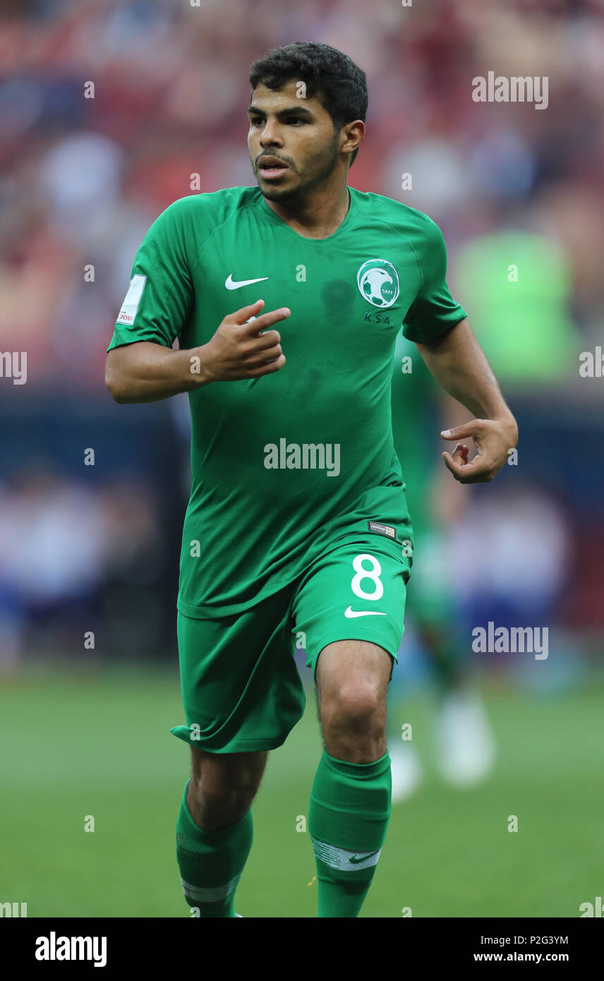 Yahya Al-Shehri SAUDI ARABIA RUSSIA V SAUDI ARABIA, 2018 FIFA WORLD CUP RUSSIA 14 June 2018 GBC8059 Russia v Saudi Arabia 2018 FIFA World Cup Russia STRICTLY EDITORIAL USE ONLY. If The Player/Players Depicted In This Image Is/Are Playing For An English Club Or The England National Team. Then This Image May Only Be Used For Editorial Purposes. No Commercial Use. The Following Usages Are Also Restricted EVEN IF IN AN EDITORIAL CONTEXT: Use in conjuction with, or part of, any unauthorized audio, video, data, fixture lists, club/league logos, Betting, Games or any 'live' servic Stock Photo