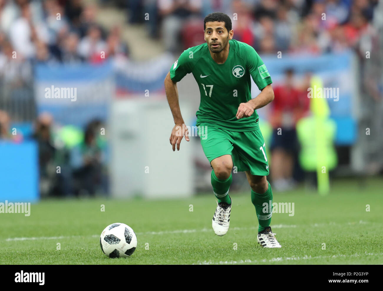 Taisir Al-Jassim SAUDI ARABIA RUSSIA V SAUDI ARABIA, 2018 FIFA WORLD CUP RUSSIA 14 June 2018 GBC8061 Russia v Saudi Arabia 2018 FIFA World Cup Russia STRICTLY EDITORIAL USE ONLY. If The Player/Players Depicted In This Image Is/Are Playing For An English Club Or The England National Team. Then This Image May Only Be Used For Editorial Purposes. No Commercial Use. The Following Usages Are Also Restricted EVEN IF IN AN EDITORIAL CONTEXT: Use in conjuction with, or part of, any unauthorized audio, video, data, fixture lists, club/league logos, Betting, Games or any 'live' servi Stock Photo