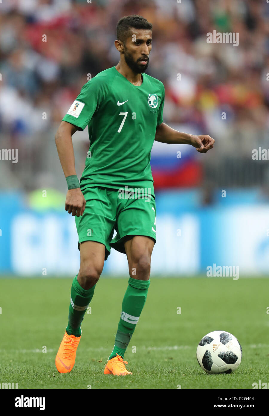 Salman Al-Faraj SAUDI ARABIA RUSSIA V SAUDI ARABIA, 2018 FIFA WORLD CUP RUSSIA 14 June 2018 GBC8066 Russia v Saudi Arabia 2018 FIFA World Cup Russia STRICTLY EDITORIAL USE ONLY. If The Player/Players Depicted In This Image Is/Are Playing For An English Club Or The England National Team. Then This Image May Only Be Used For Editorial Purposes. No Commercial Use. The Following Usages Are Also Restricted EVEN IF IN AN EDITORIAL CONTEXT: Use in conjuction with, or part of, any unauthorized audio, video, data, fixture lists, club/league logos, Betting, Games or any 'live' servic Stock Photo