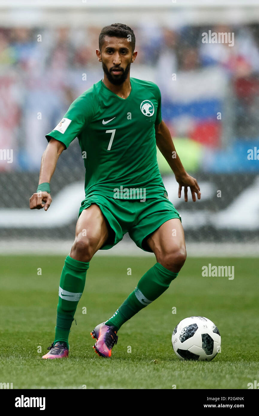 Moscow, Russia. 14th June 2018. Salman Al-Faraj of Saudi Arabia during the 2018 FIFA World Cup Group A match between Russia and Saudi Arabia at Luzhniki Stadium on June 14th 2018 in Moscow, Russia. Credit: PHC Images/Alamy Live News Stock Photo