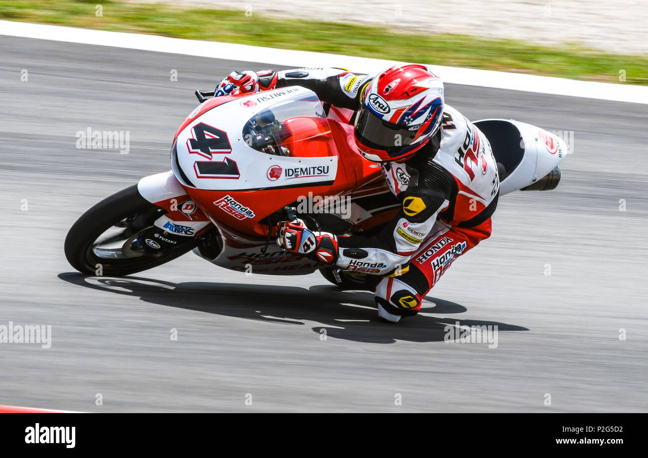 NAKARIN ATIRATPHUVAPAT (41) of Thailand during the second Moto3 free  practice session of the race of the Catalunya Grand Prix at Circuit de  Barcelona racetrack in Montmelo, near Barcelona on June 15