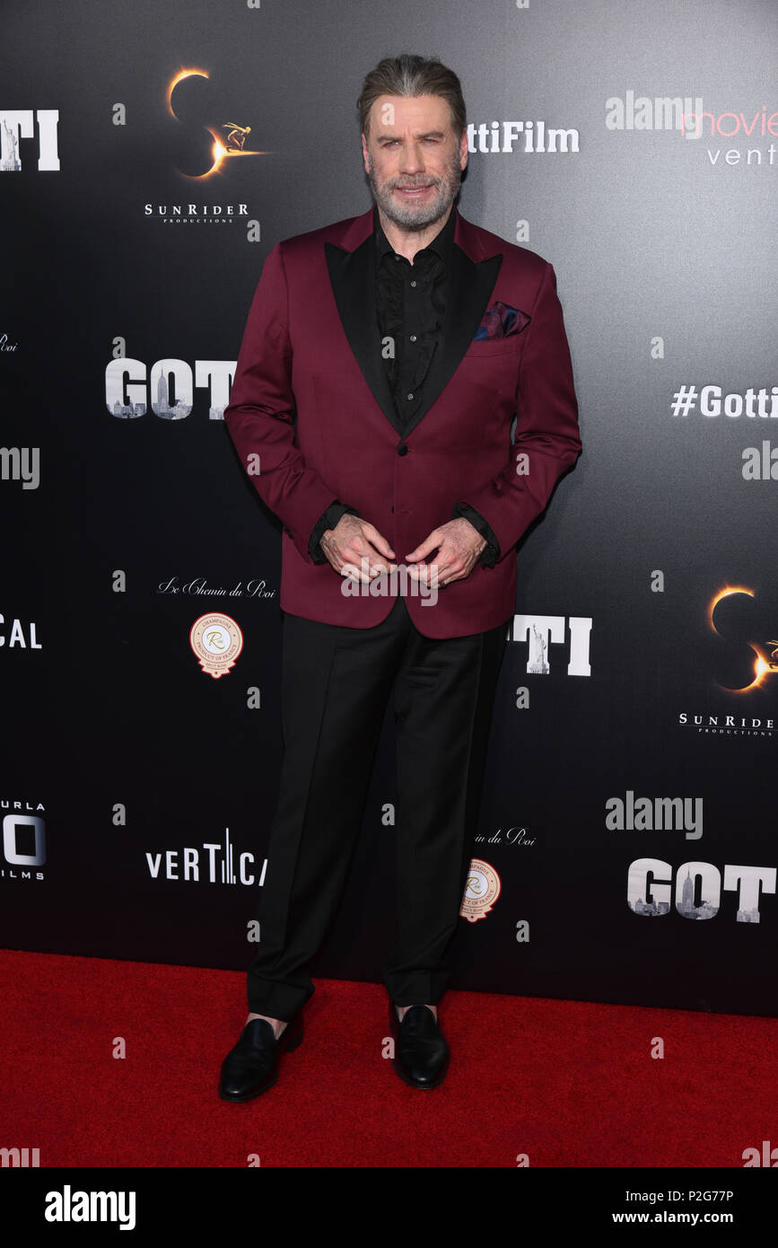 New York, USA. 14th Jun, 2018. John Travolta attends the 'Gotti' New York premiere at SVA Theater on June 14, 2018 in New York City. Credit: Erik Pendzich/Alamy Live News Stock Photo