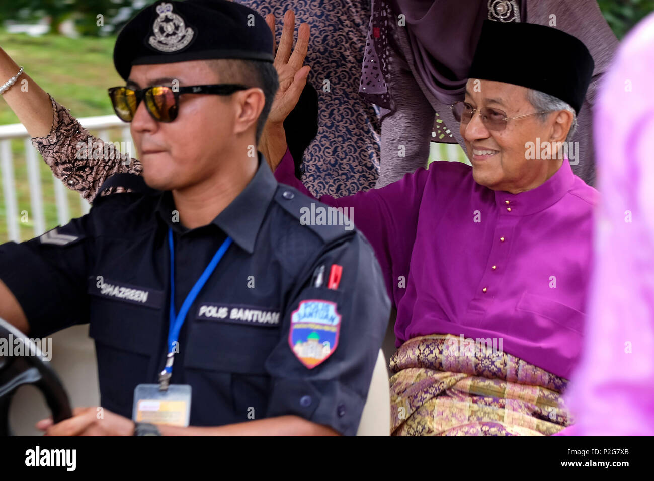 Malaysian Prime Minister Dr Mahathir Mohamad Seen In A Buggy Car At Pakatan Harapan Government Aidilfitri
