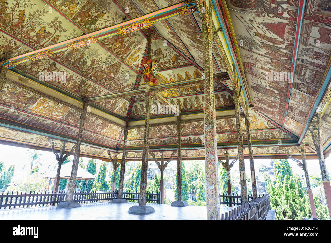 Ceiling paintings, Kertha Gosa Pavilion, Klungkung Palace, Taman Gili, Semarapura, Klungkung, Bali, Indonesia Stock Photo