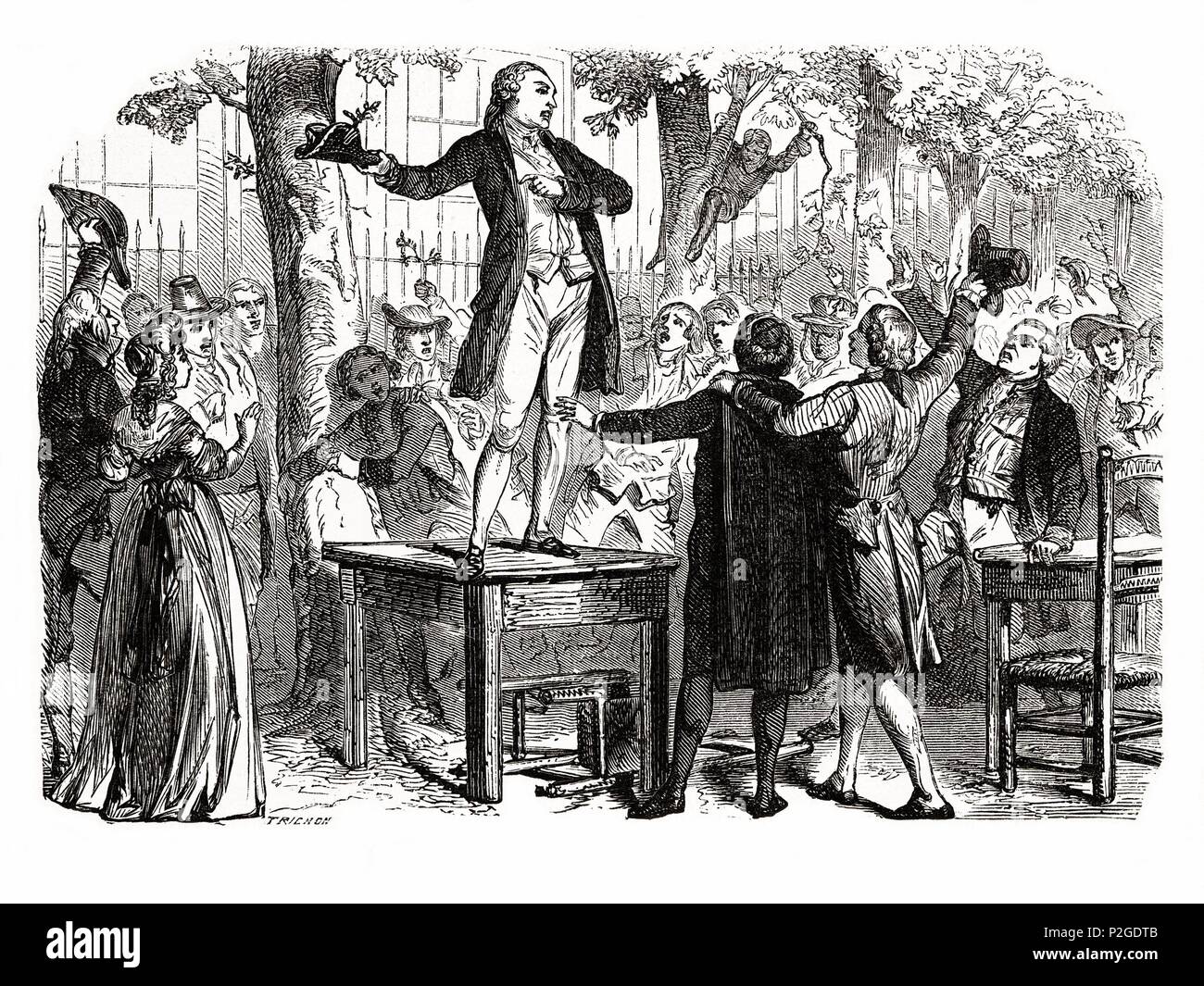 Camille Desmoulins (1760-1794). Publicista y político francés. Compañero de Robespierre, publicó folletos de gran elocuencia acusando al Antiguo Régimen. Muerto el 13 de abril de 1794, ejecutado por el tribunal revolucionario. Grabado de 1866. Stock Photo