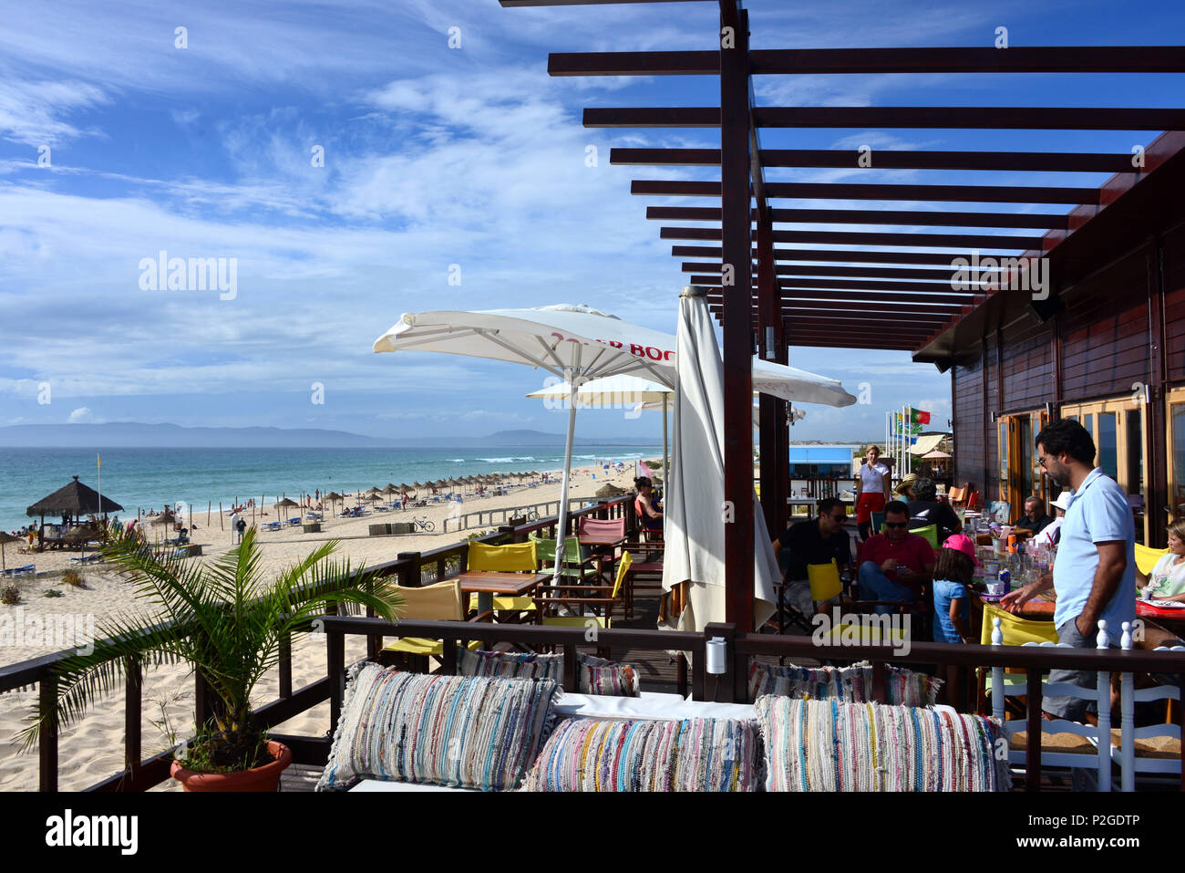 Beach bar on Comporta beach near Alcacer do Sal, Costa Dourada, Alentejo, Portugal Stock Photo