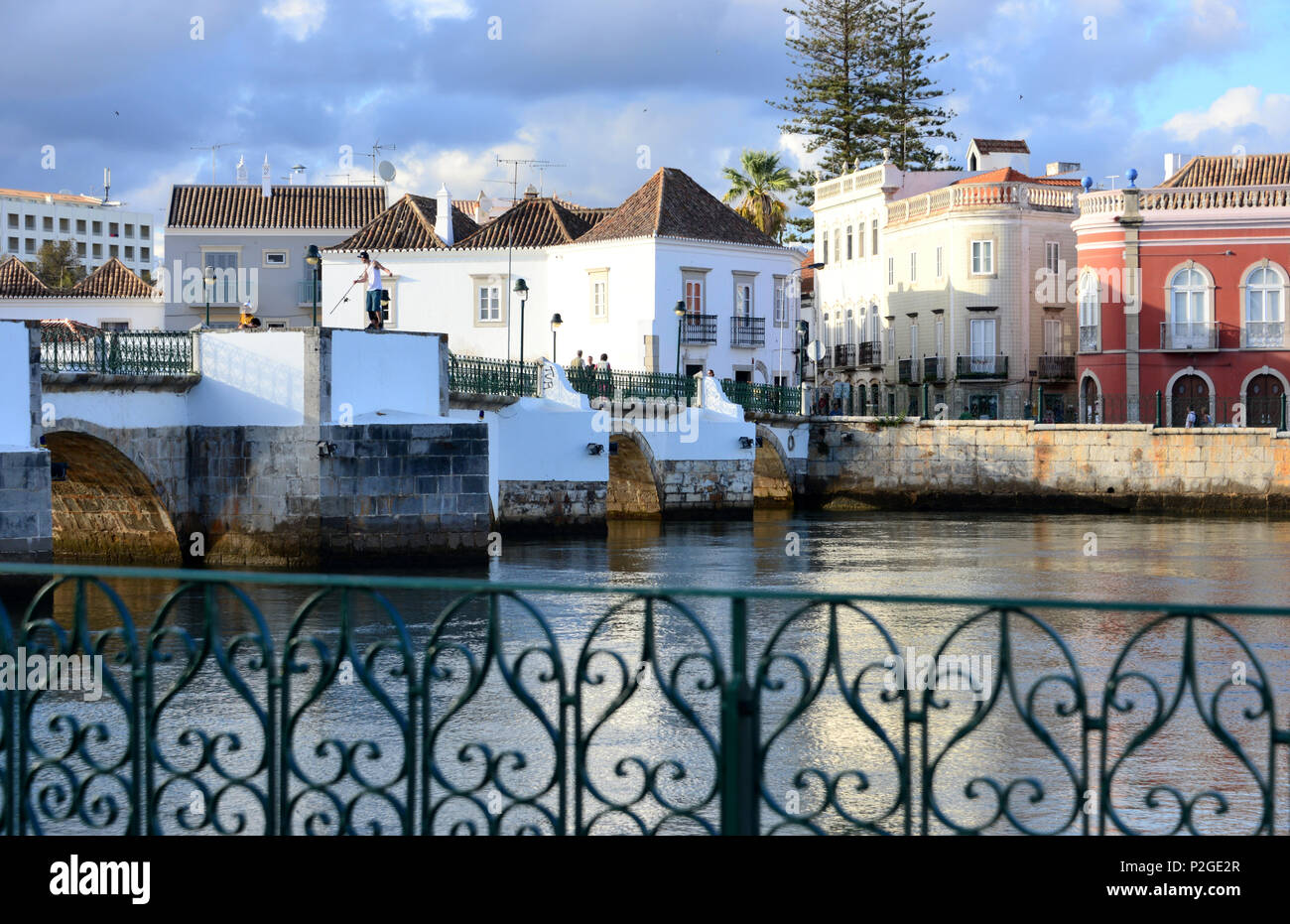 Old bridge at Rio Gilao in Tavira, Algarve, Portugal Stock Photo