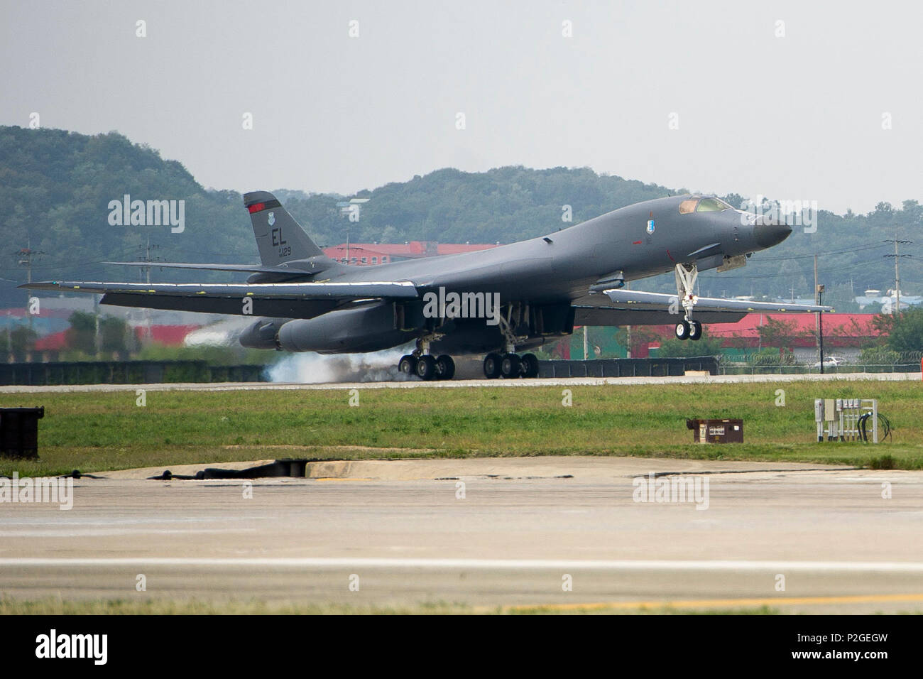 A U.S. Air Force B-1B Lancer, deployed from Andersen Air Base, Guam ...