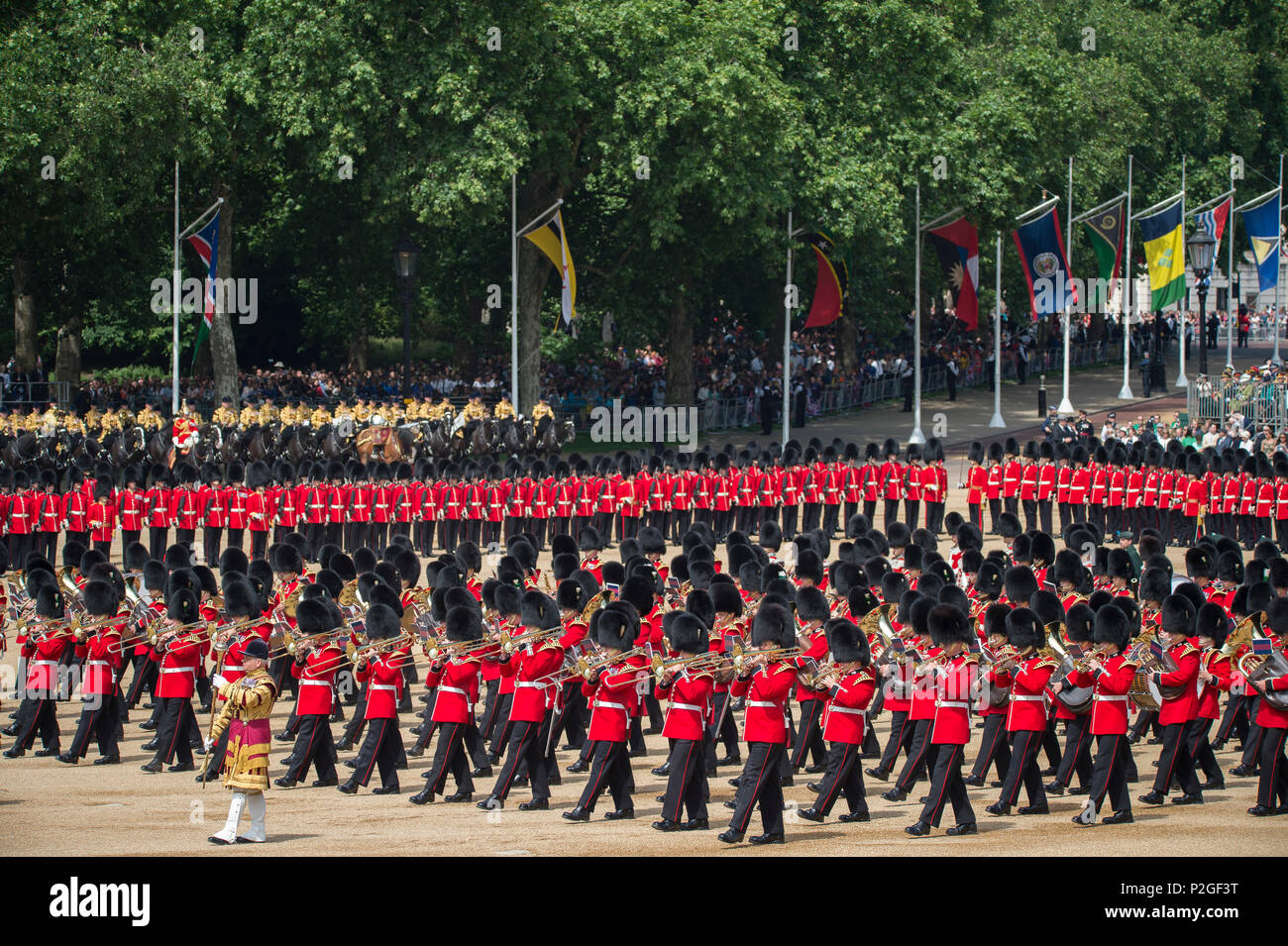 9 June 2018 Horse Guards Parade, London, UK. The Queen’s 92nd Birthday Parade, or Trooping the Colour, takes place in central London Stock Photo