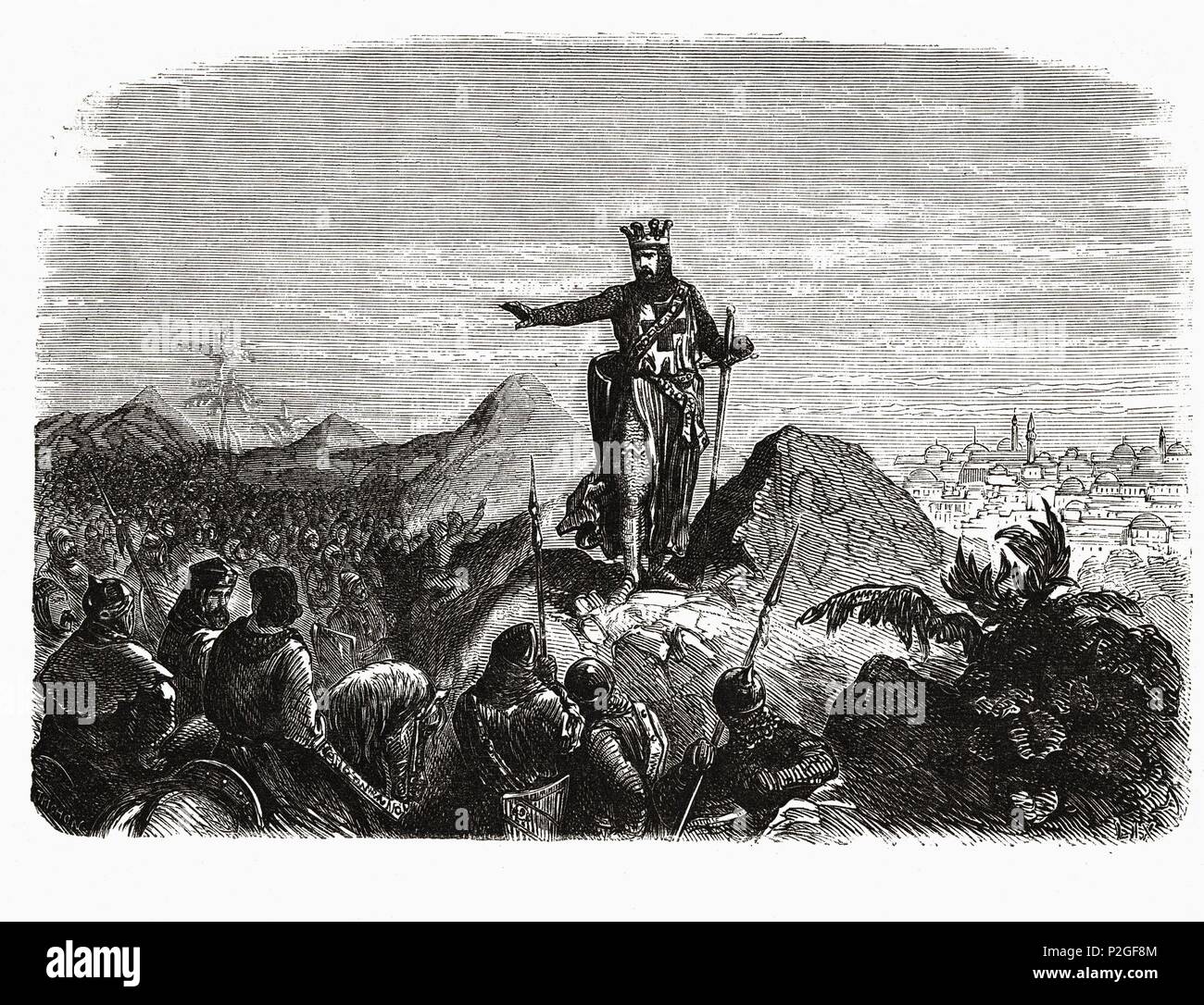 Ricardo I Corazón de León (1157-1199). Rey de Inglaterra. Mandó la Tercera Cruzada a Palestina en 1911. Grabado de 1866. Stock Photo