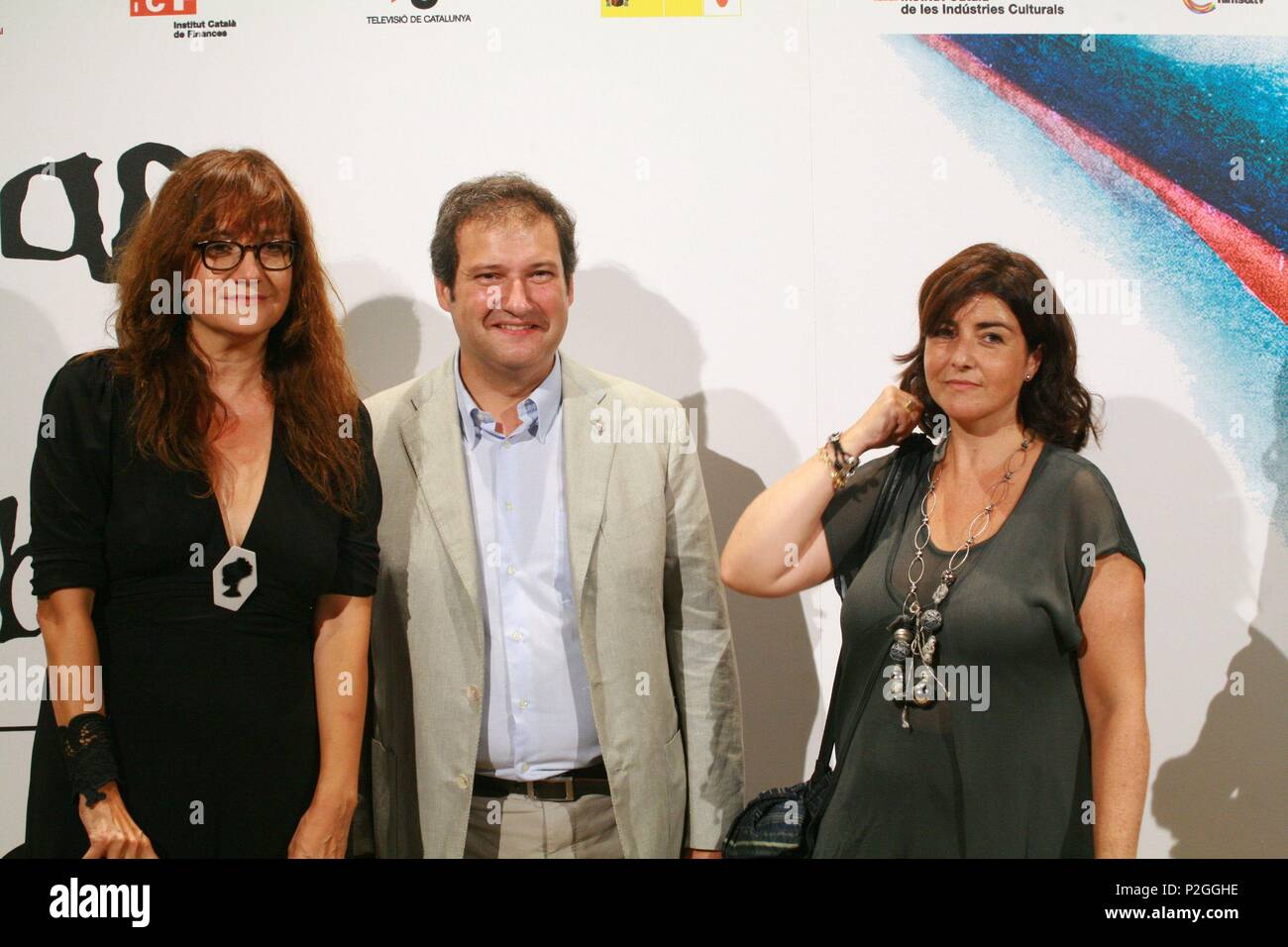 27/08/2009;Teatre Grec, Barcelona, Isabel Coixet y los actores Sergi López y Rinko Kikuchi presentan “Mapa de los sonidos de Tokyo”. Premiere en el Teatre Grec, Barcelona. Stock Photo