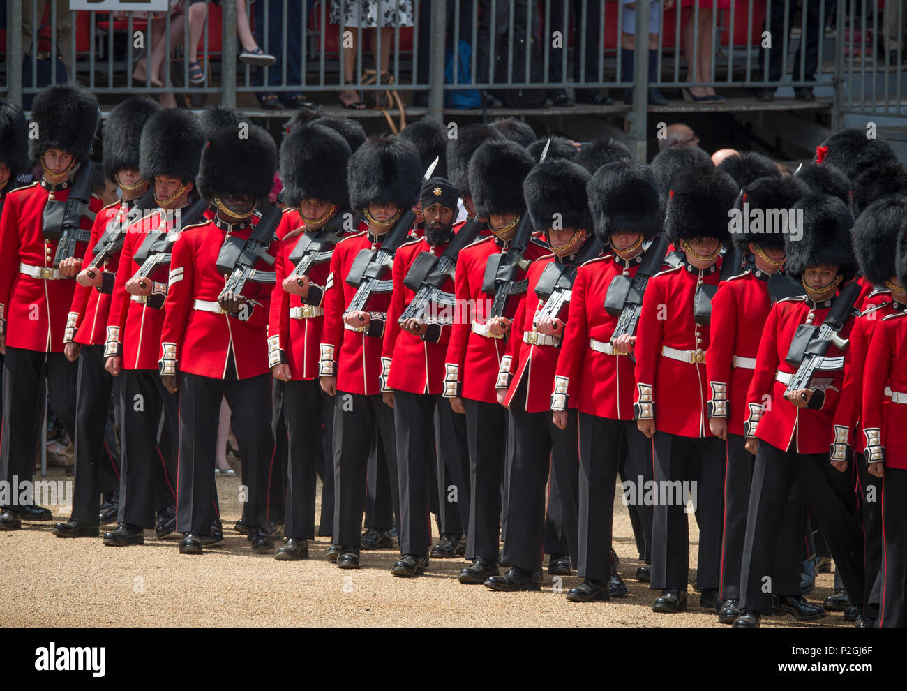 9 June 2018 Horse Guards Parade, London, UK. The Queen’s 92nd Birthday Parade, or Trooping the Colour, takes place in central London Stock Photo
