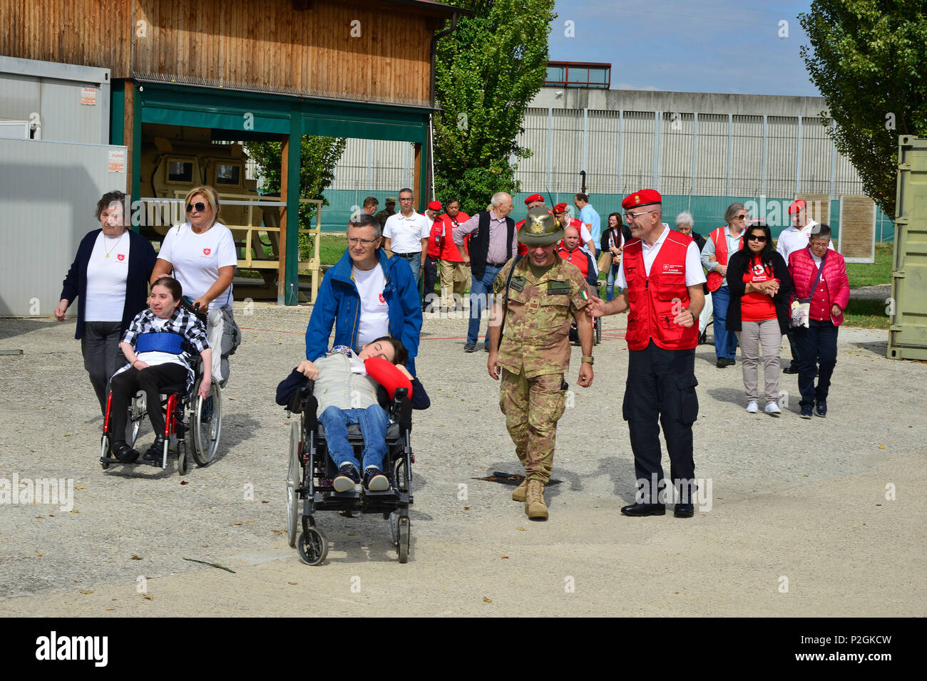 The Delegation of Sovereign Military Order of Malta, during the visit at caserma Ederle, 22 Sept. 2016, Vicenza, Italy. The Sovereign Military Order of Malta (SMOM) or Order of Malta, is a Roman Catholic  Religious Order traditionally of military, chivalrous and noble nature for defense of Catholic faith and assistance to the poor. (U.S. Army photo by Visual Information Specialist Paolo Bovo/Released) Stock Photo